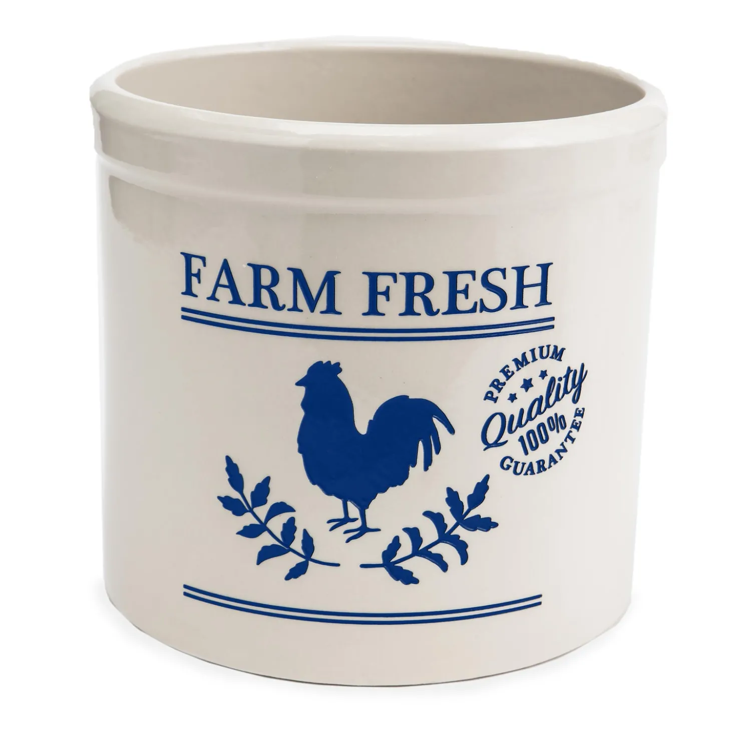 Planters & Plant Stands>Plow & Hearth Farm Fresh Rooster Stoneware Crock