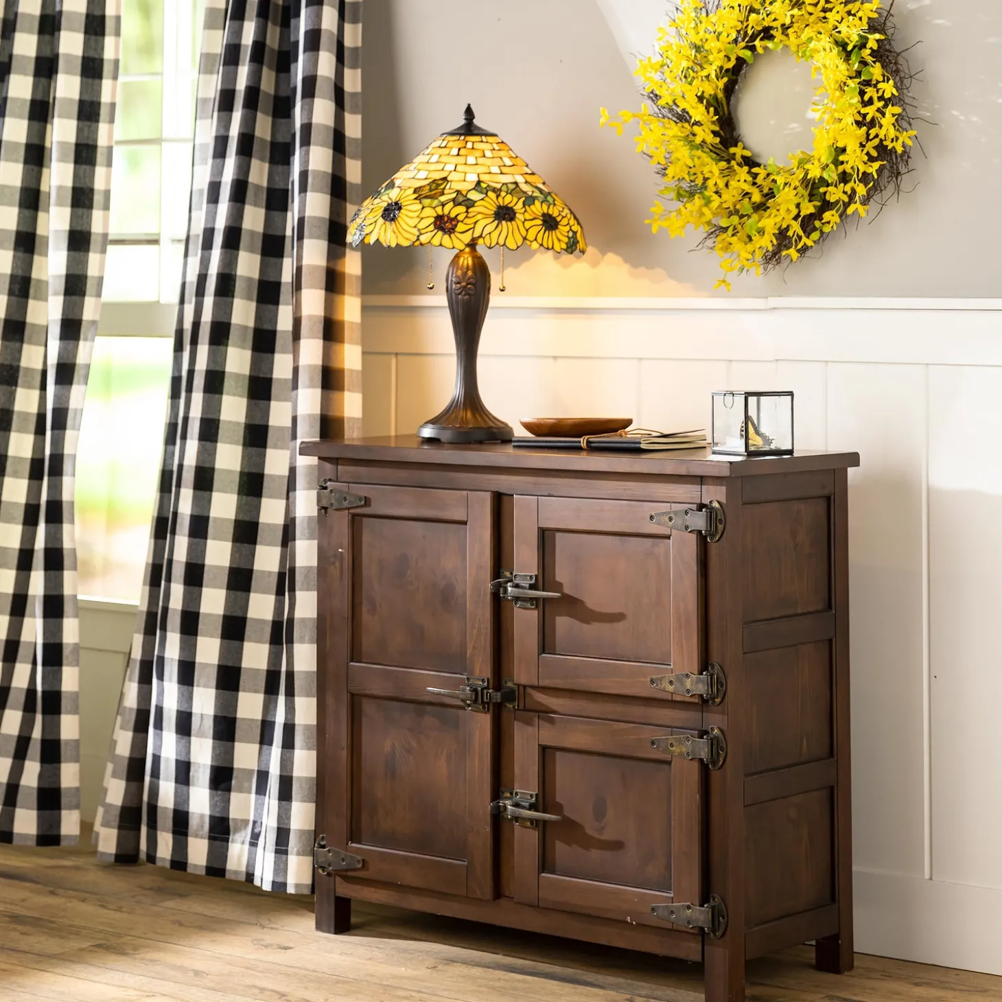 Wreaths | Faux Flowers & Plants>Plow & Hearth Faux Forsythia Wreath on Rattan Base