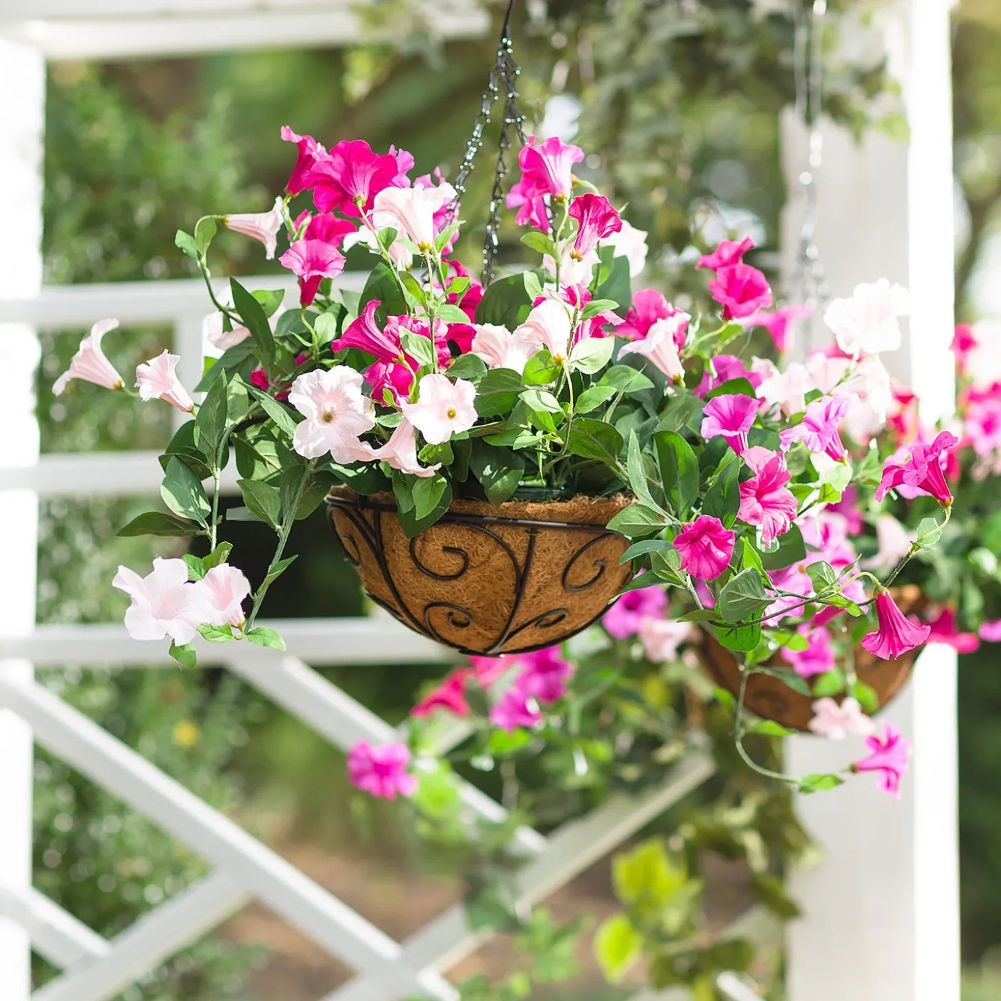 Planters & Plant Stands | Faux Flowers & Plants>Plow & Hearth Faux Petunia Hanging Basket