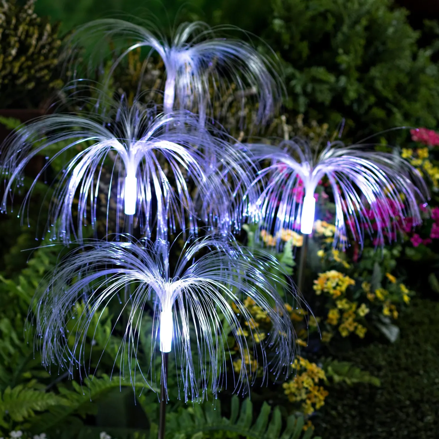 Garden Stakes | Solar Accents>Plow & Hearth Fiber Optic Garden Stake with RGB Lights, Set of 4