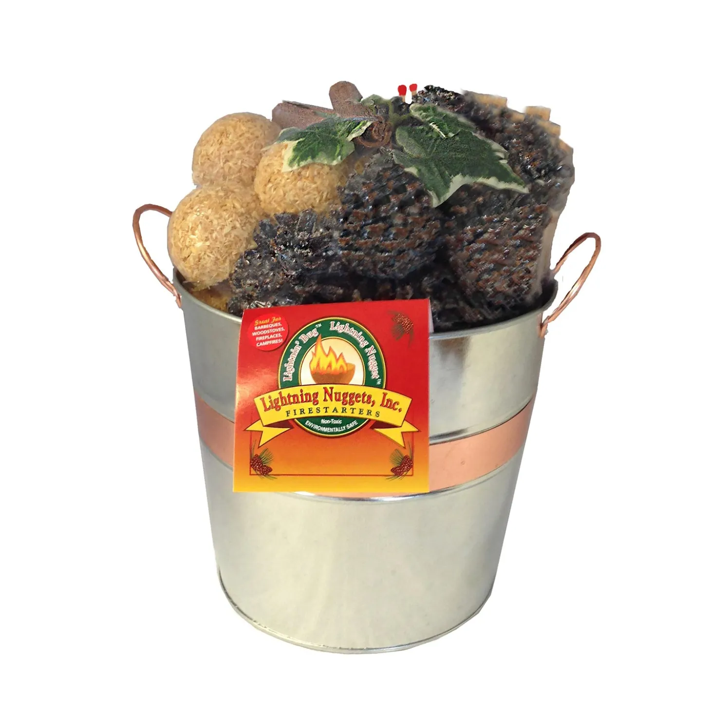 Fire Starters & Fatwood>Plow & Hearth Fire Starter Gift Set in Galvanized Bucket