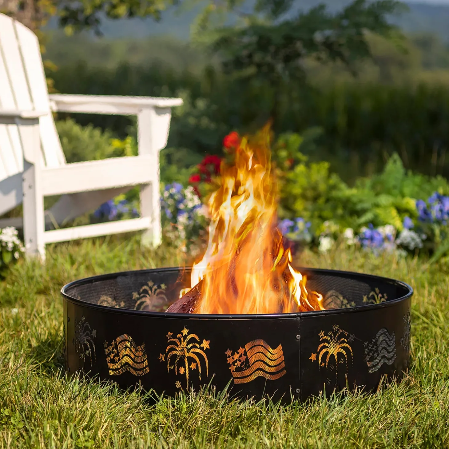 Fire Pits | Fire Pits>Plow & Hearth Flags and Fireworks Metal Fire Ring