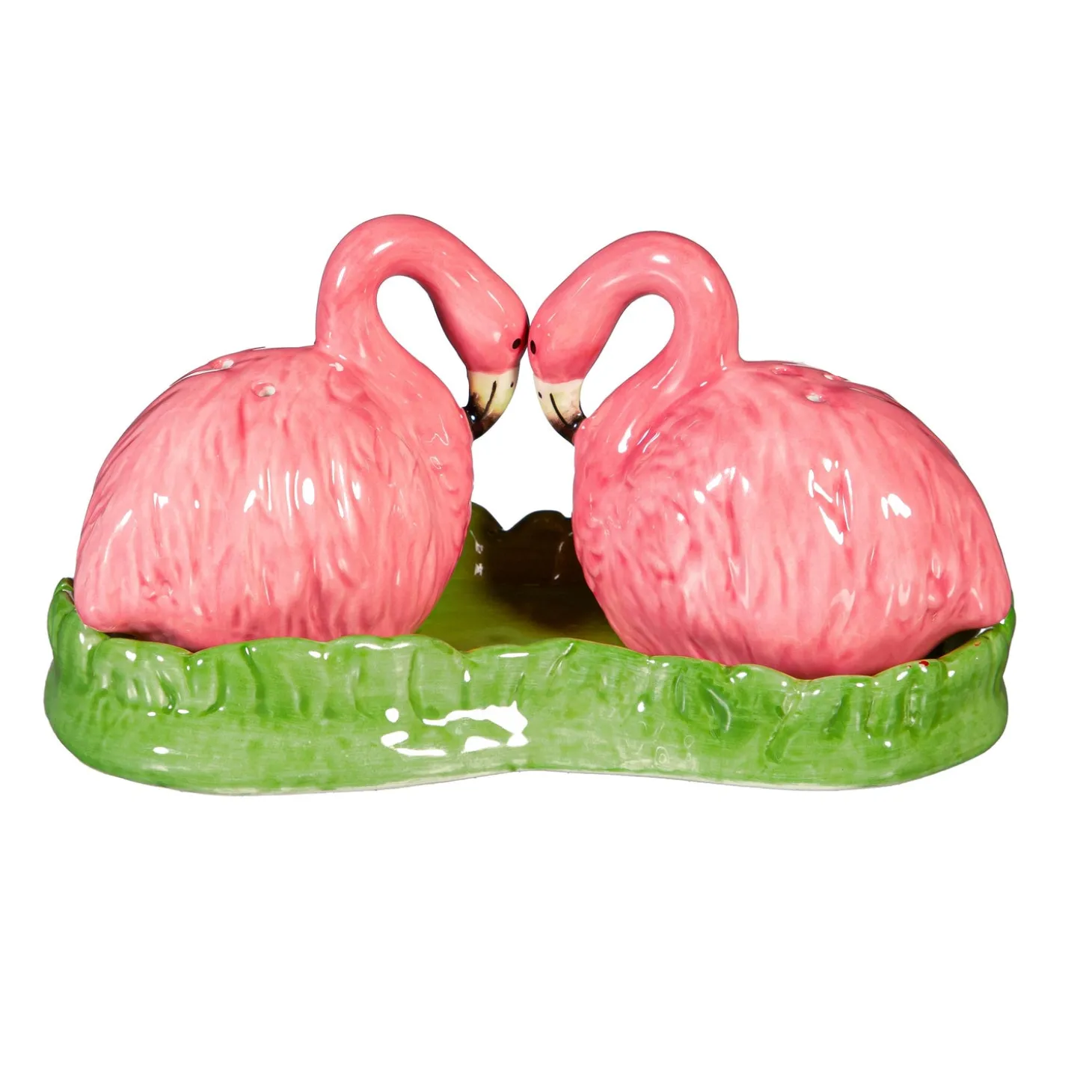 Salt & Pepper Shakers>Plow & Hearth Flamingo Ceramic Salt and Pepper Shaker Set