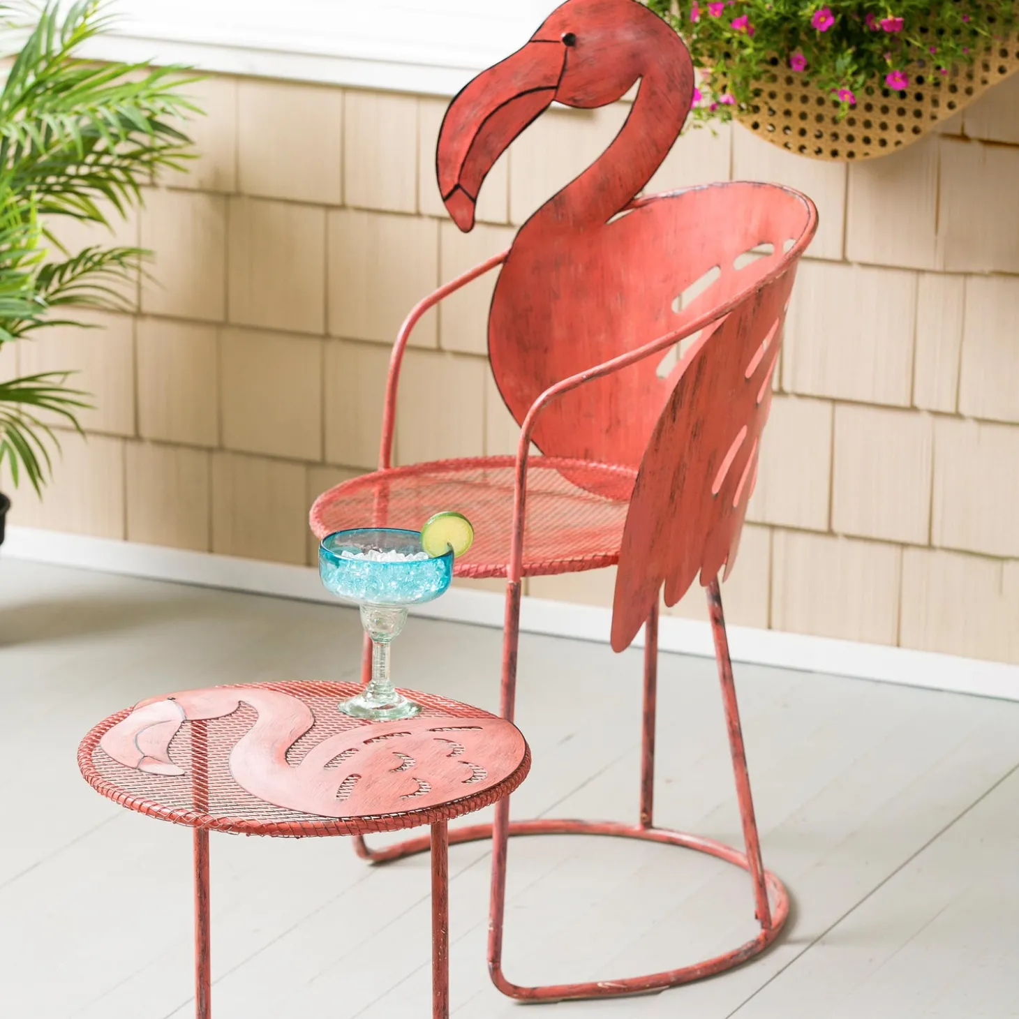 Outdoor Seating Sets>Plow & Hearth Flamingo Chair and Side Table, Set of 2