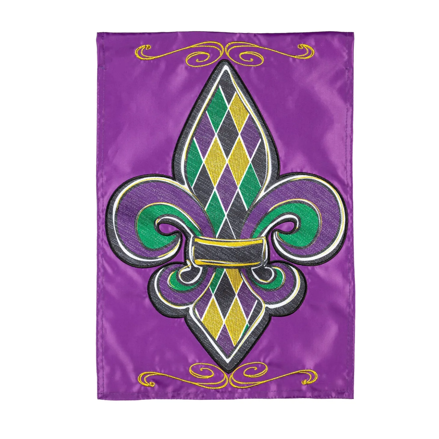 Garden Flags>Plow & Hearth Fleur de Lis Applique Garden Flag