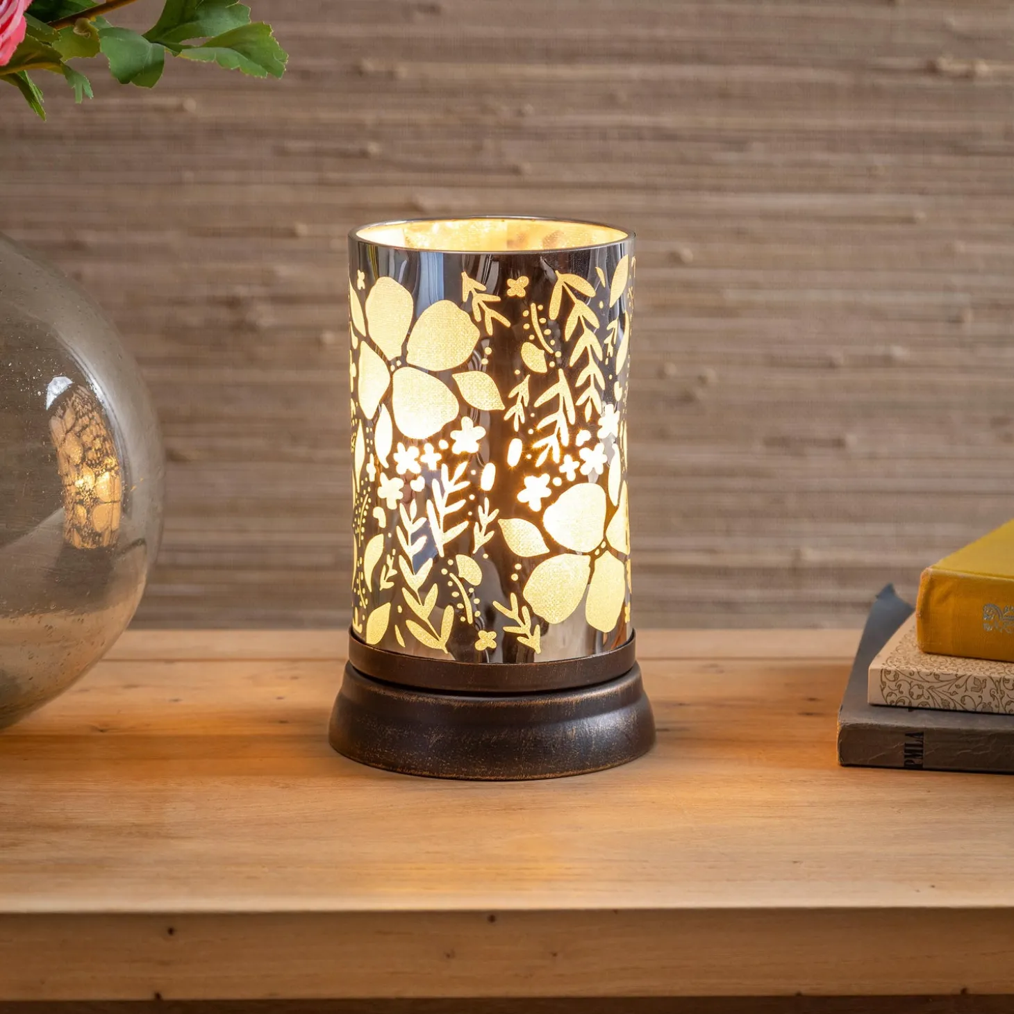 Decorative Accents | Candles & Lanterns>Plow & Hearth Floral Aromatherapy Oil Warmer, 7"H