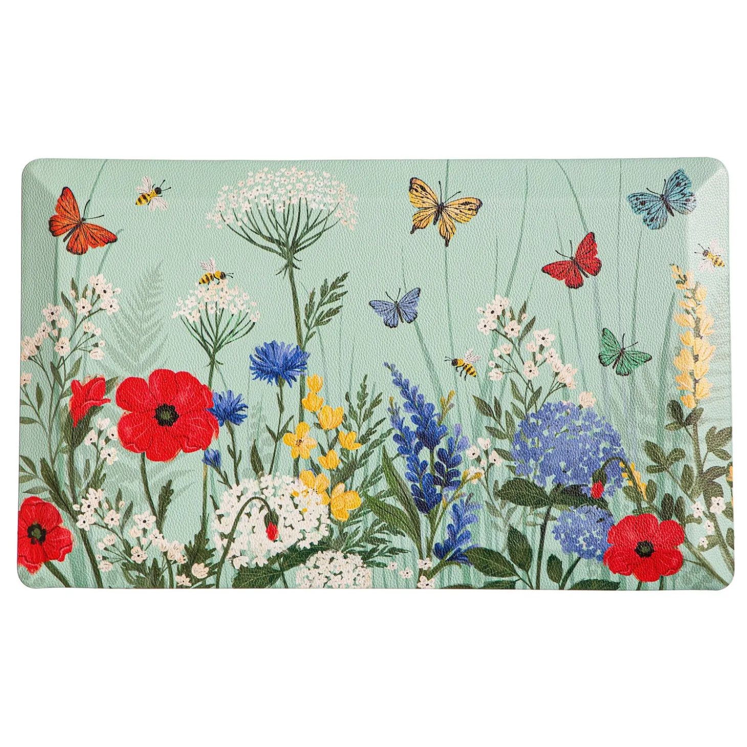 Anti-Fatigue Mats | Anti-Fatigue Mat>Plow & Hearth Floral Butterfly Fabric Anti-Fatigue Floor Mat