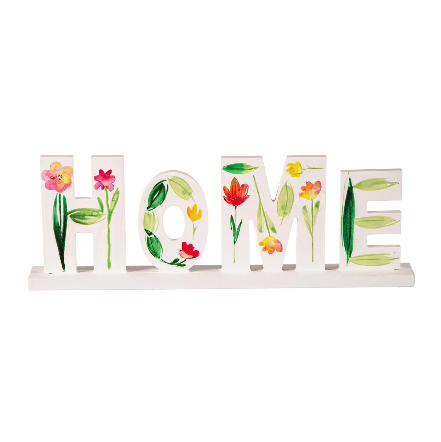 Decorative Accents>Plow & Hearth Floral Home Wood Table Sign, 14.75"L