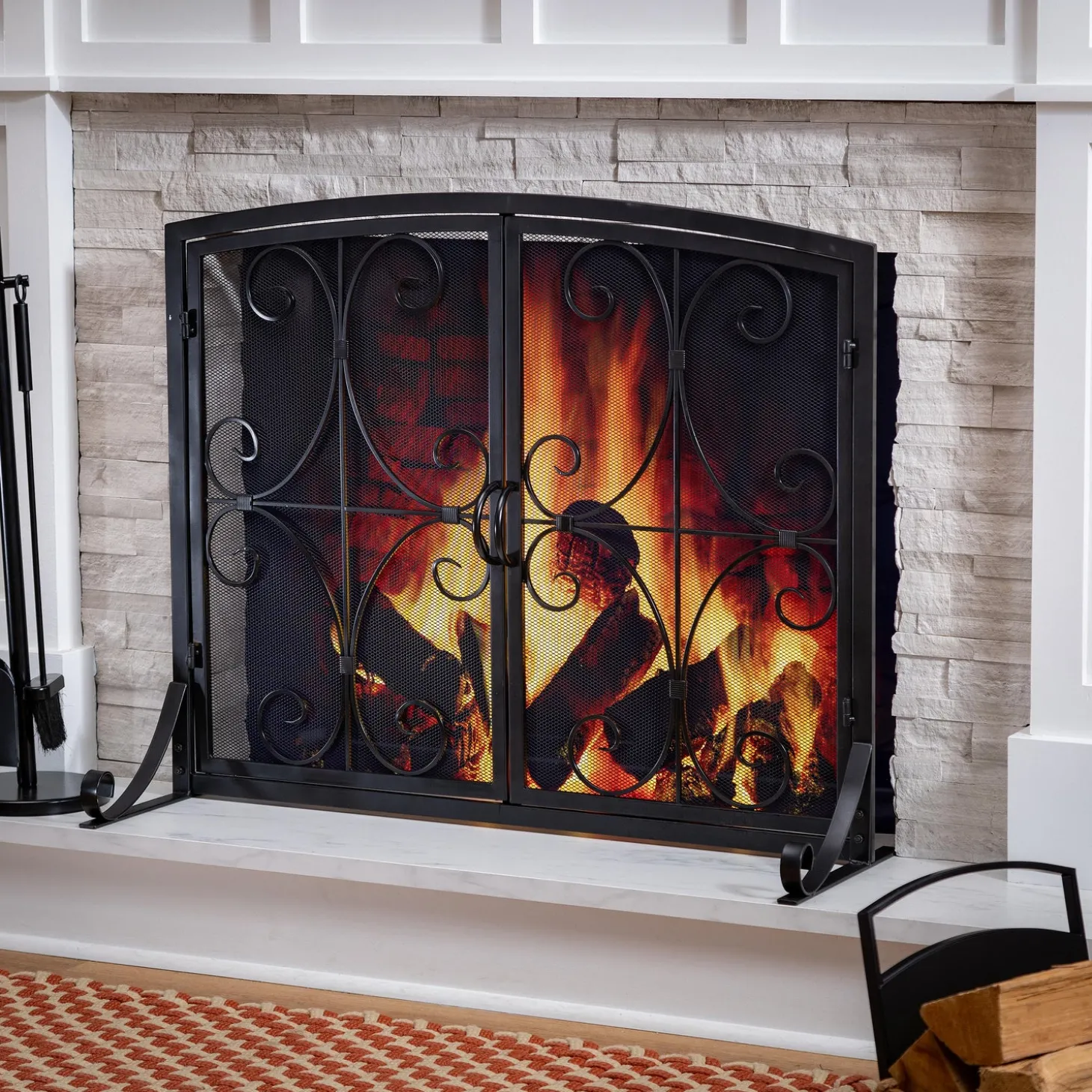 Fireplace Screens With Doors>Plow & Hearth Florence Fireplace Screen