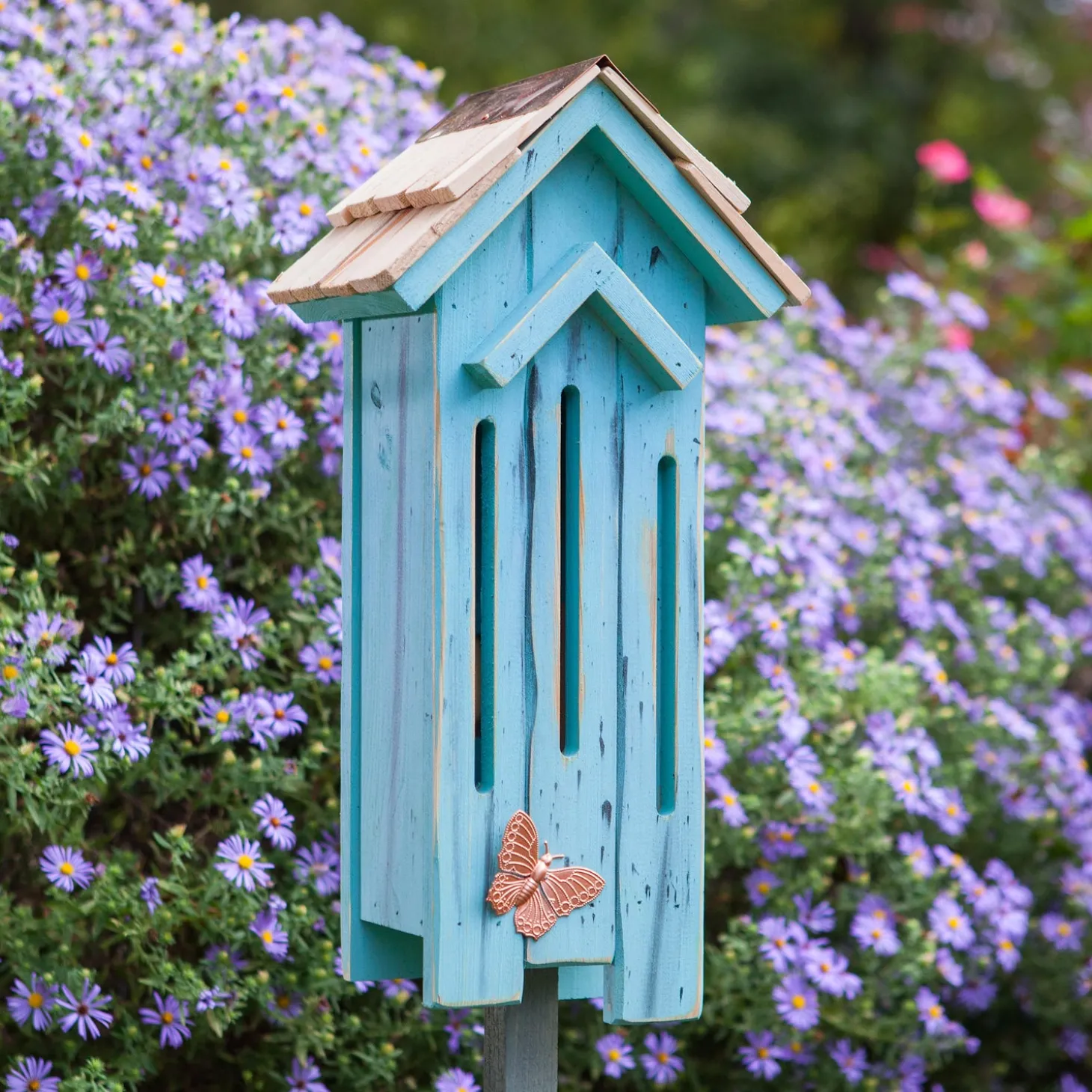 Wildlife Housing>Plow & Hearth Flutter Flat Butterfly House Turquoise