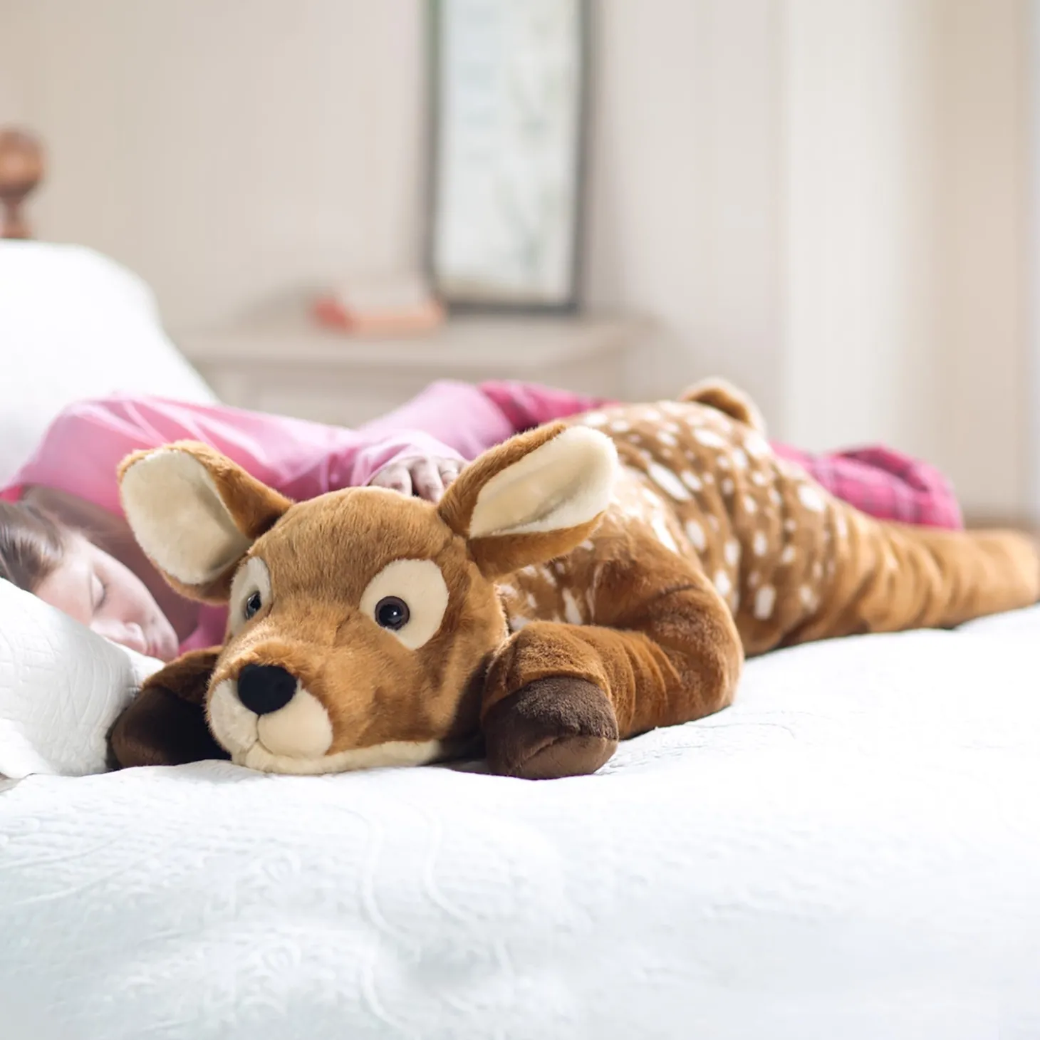 Decorative Pillows>Plow & Hearth Fuzzy Spotted Fawn Plush Cuddle Animal Body Pillow