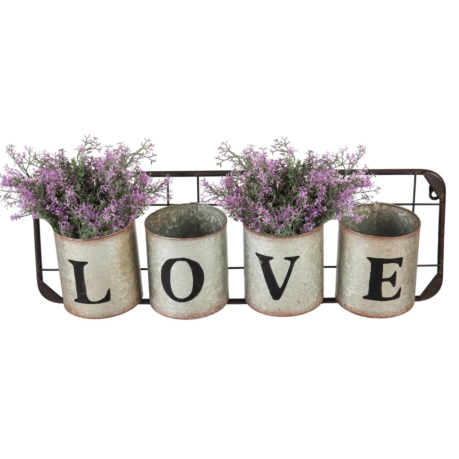 Outdoor Wall Art | Chests & Storage Cabinets>Plow & Hearth Galvanized Metal Wall Pockets "LOVE"