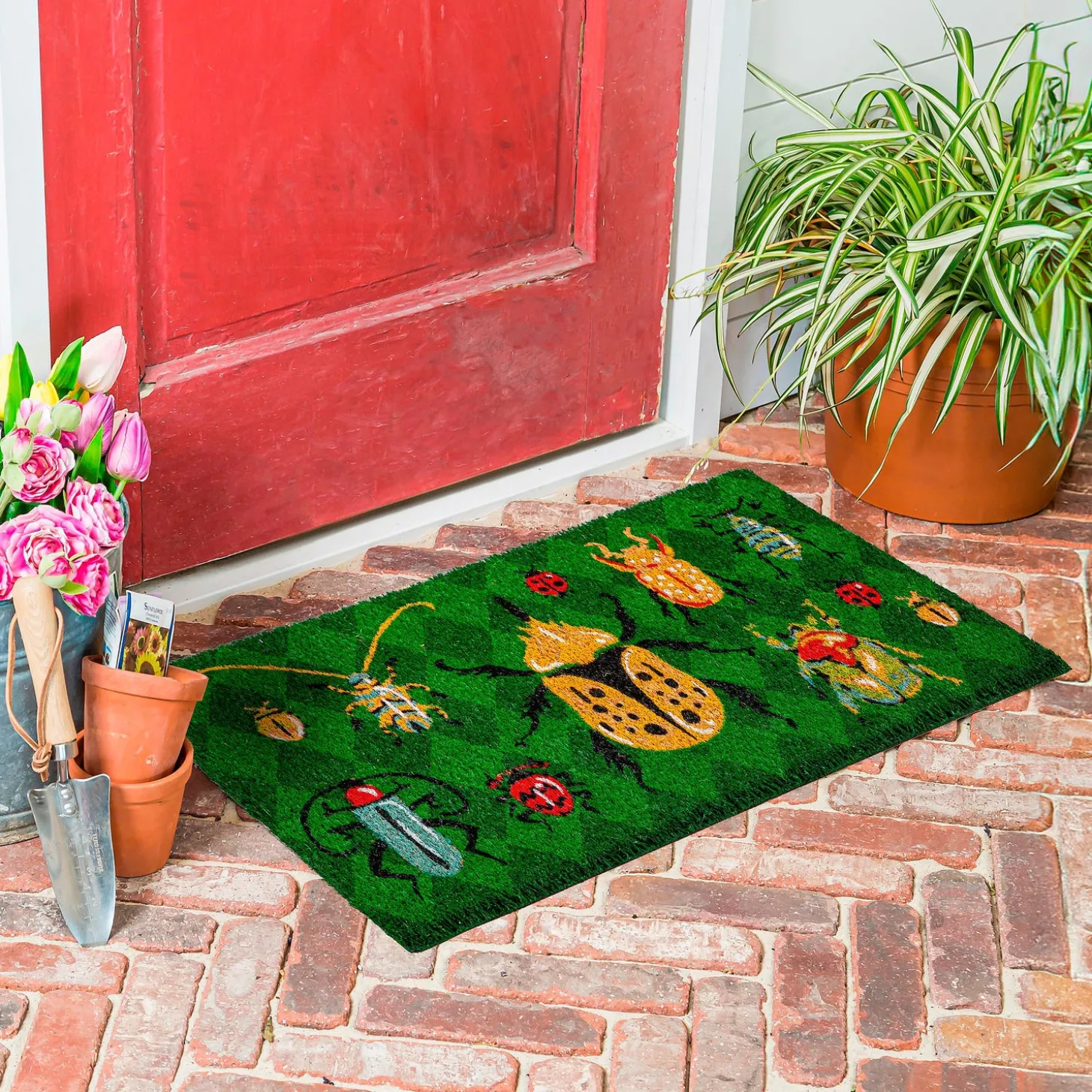 Coir Mats>Plow & Hearth Garden Beetles Coir Mat