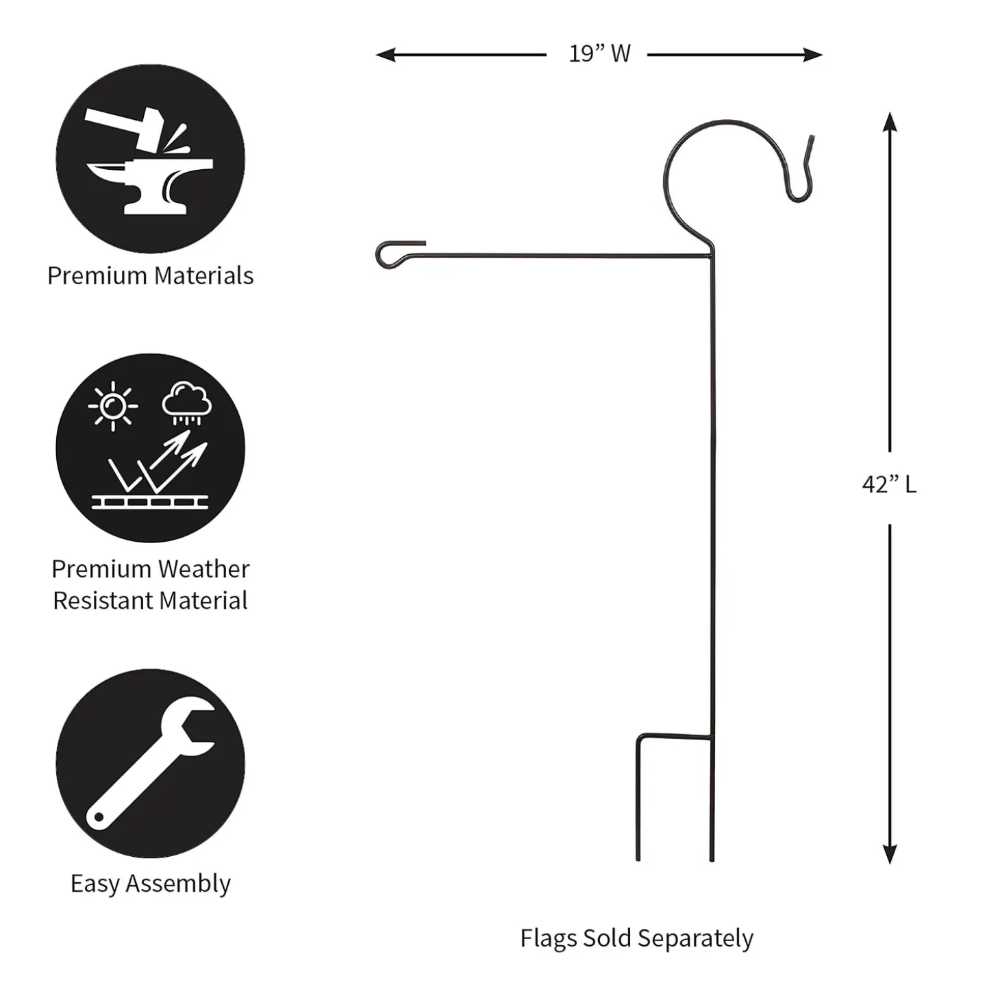 Flag Accessories>Plow & Hearth Garden Flag Stand with Shepherd’s Hook