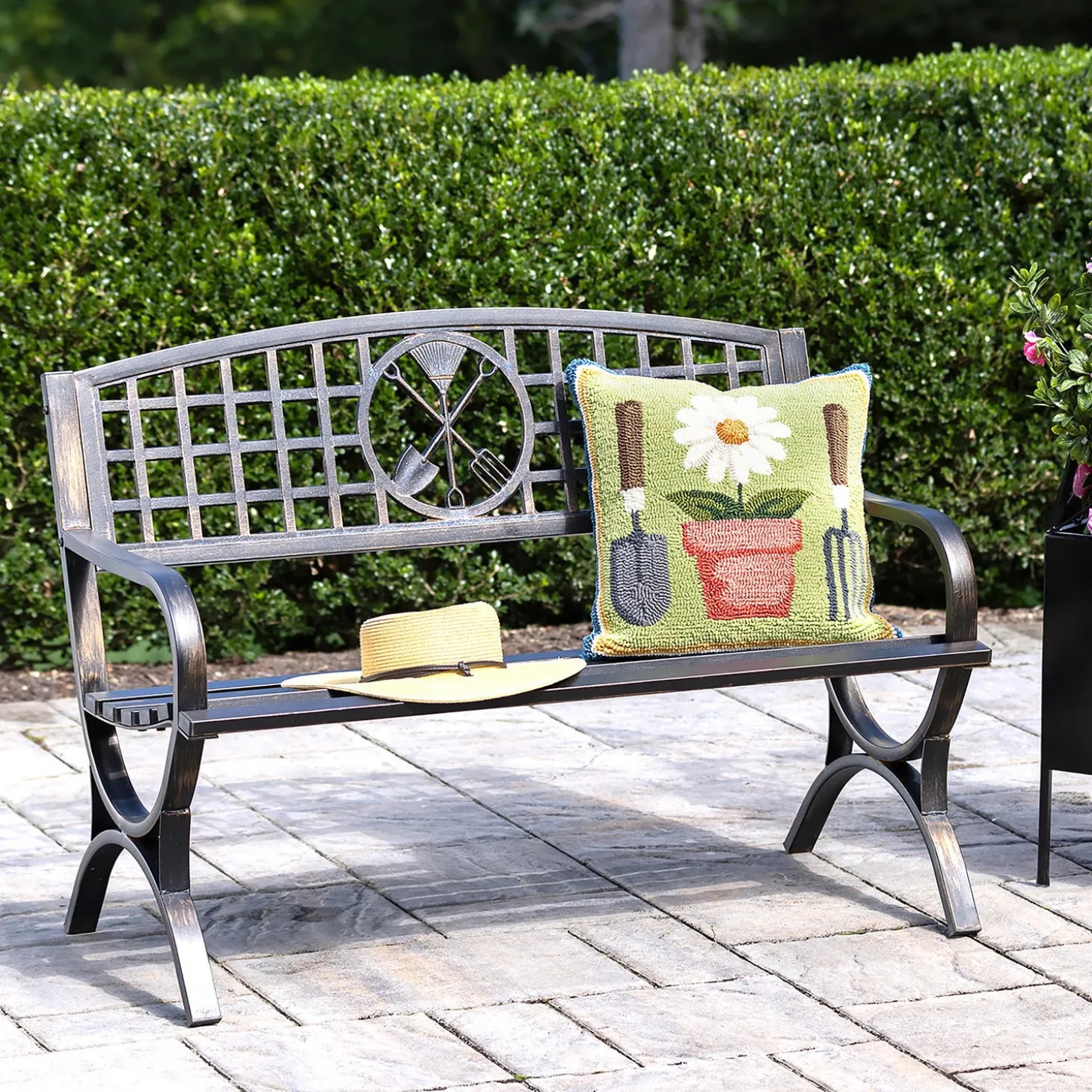 Outdoor Benches>Plow & Hearth Garden Tools Metal Garden Bench