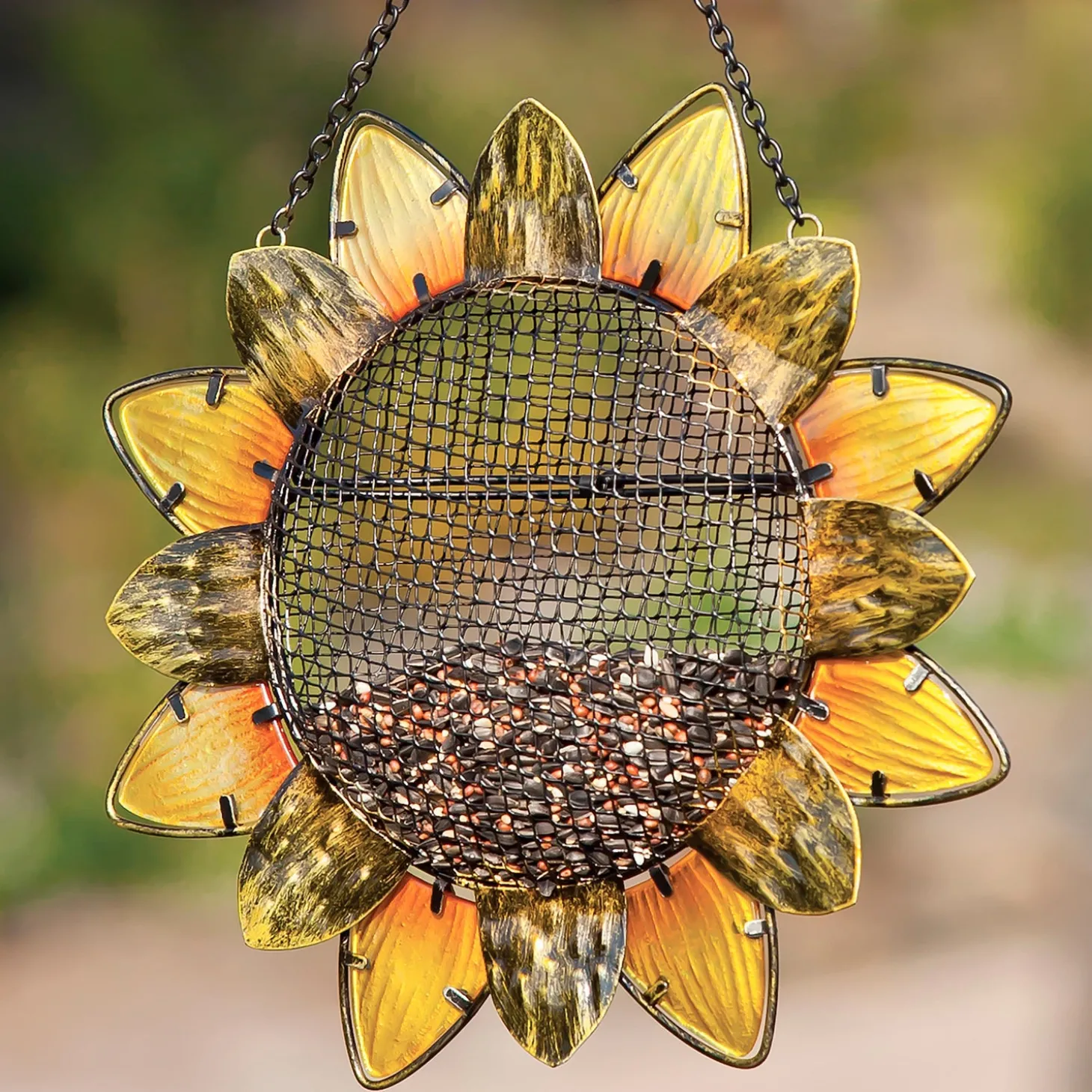 Bird Feeders>Plow & Hearth Glass and Metal Sunflower Bird Feeder