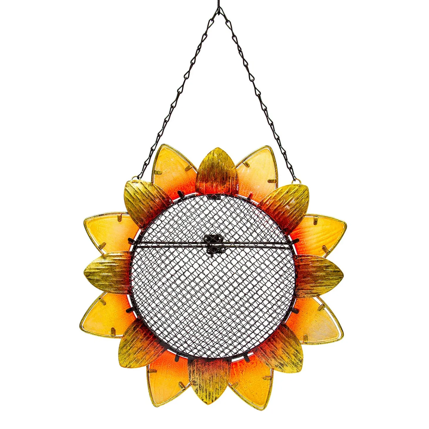 Bird Feeders>Plow & Hearth Glass and Metal Sunflower Bird Feeder