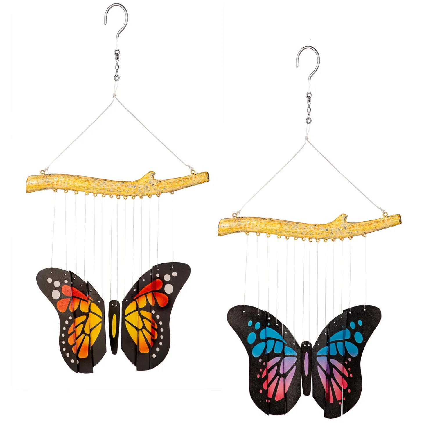 Wind Chimes & Mobiles>Plow & Hearth Glass Butterfly Wind Chime