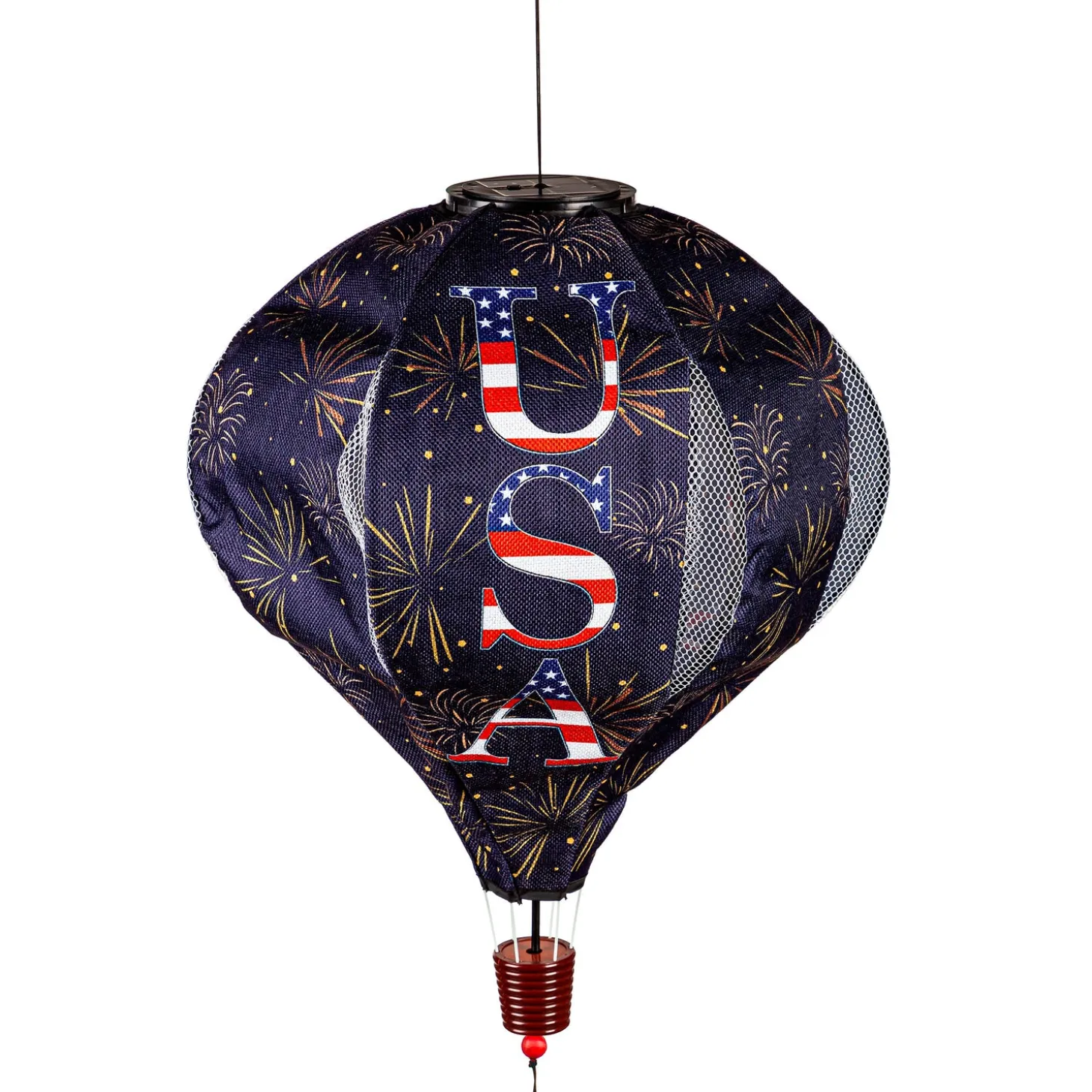 Wind Spinners>Plow & Hearth God Bless the USA Solar Lit Balloon Spinner