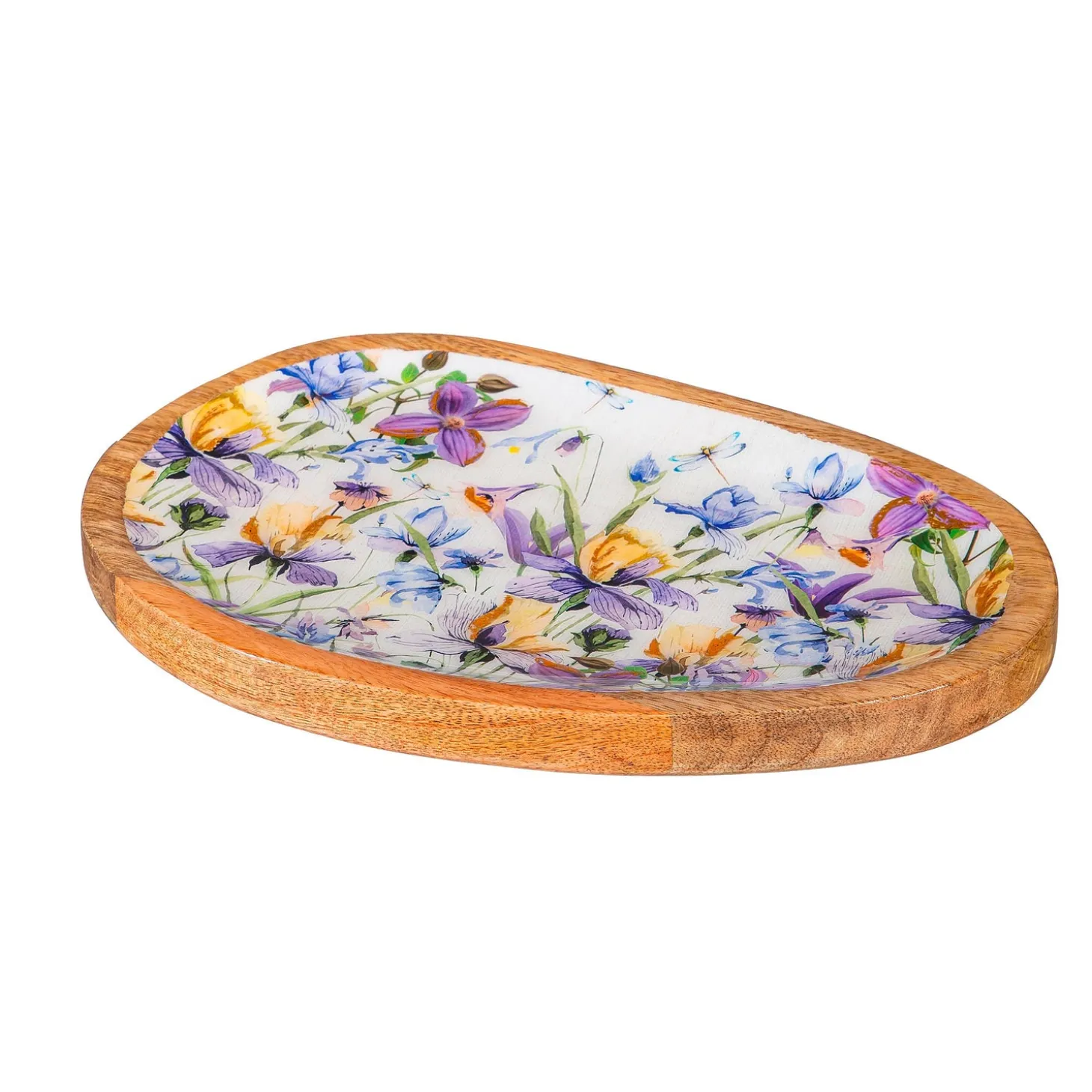 Serveware>Plow & Hearth Golden Lilac Irregular Shaped Wood Serving Tray, 12"L