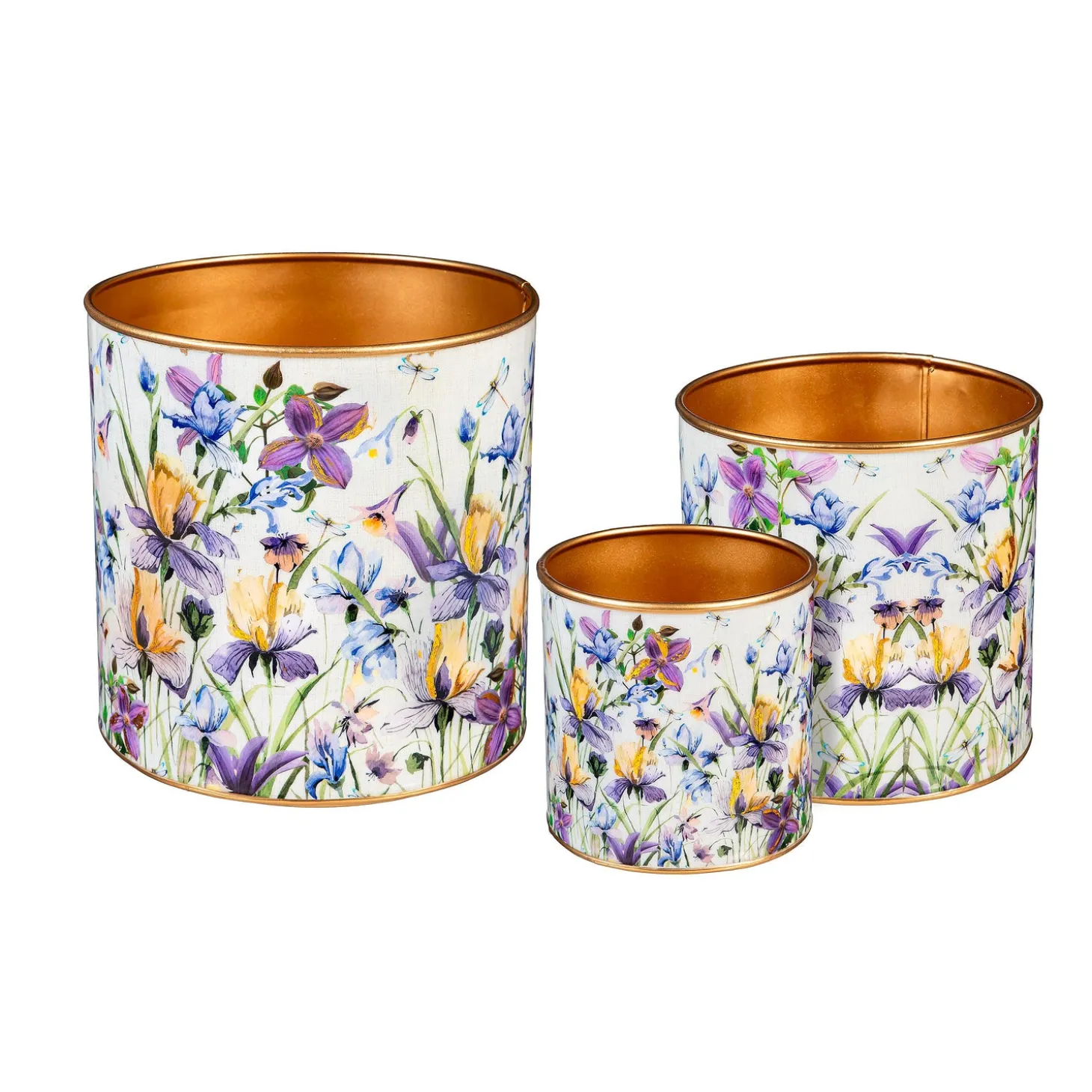 Planters & Plant Stands>Plow & Hearth Golden Lilac Metal Planters, Set of 3