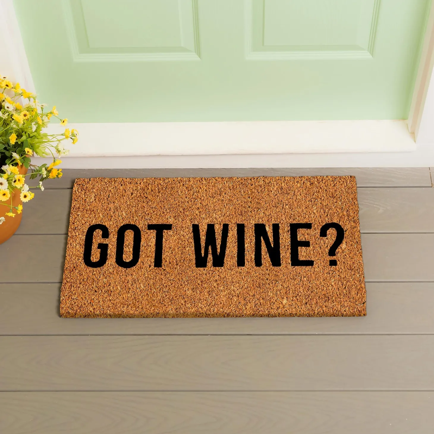 Coir Mats>Plow & Hearth Got Wine? Coir Mat