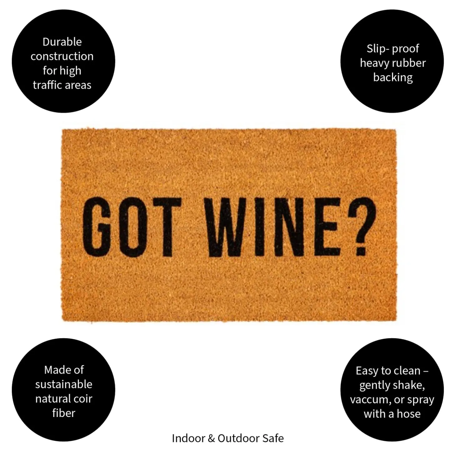 Coir Mats>Plow & Hearth Got Wine? Coir Mat