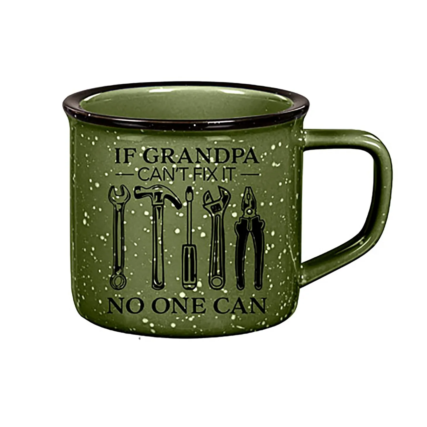 Coffee & Tea Cups>Plow & Hearth Grandpa Green Ceramic Cozy Cup, 15oz, Gift Box