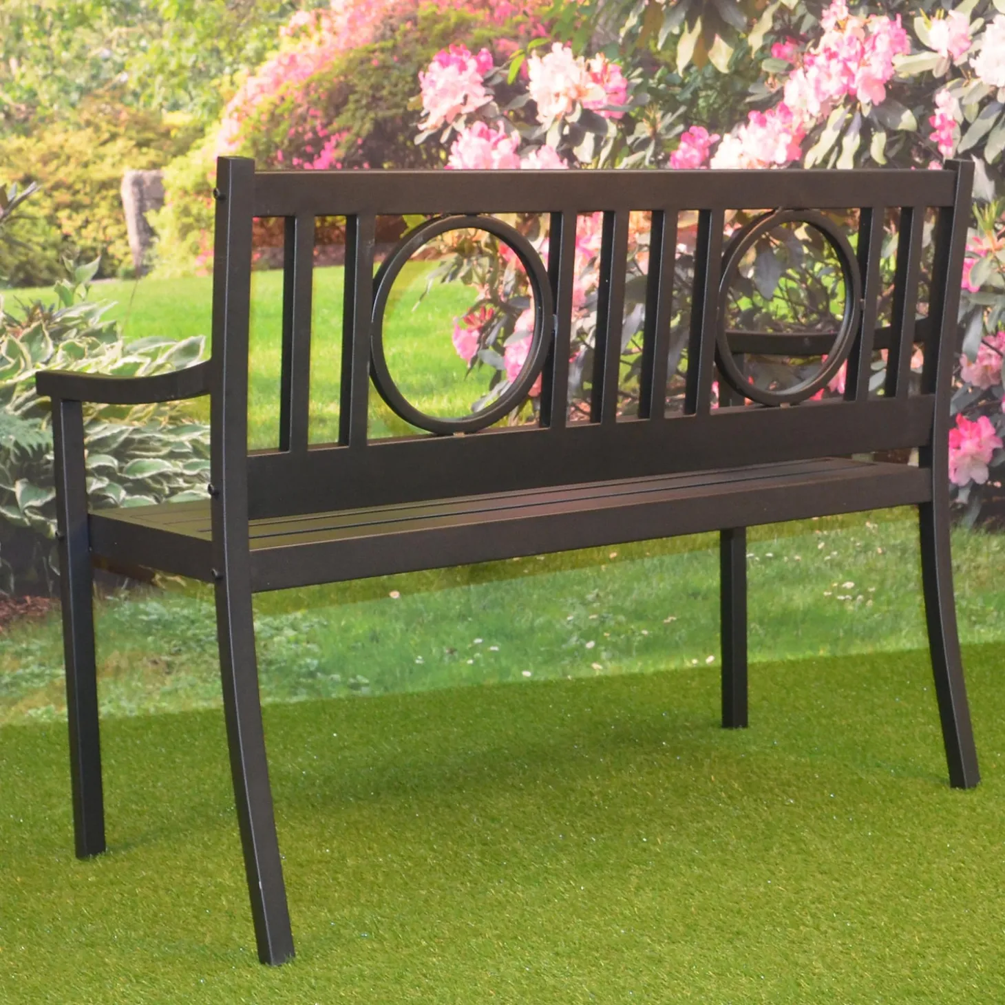 Outdoor Benches>Plow & Hearth Grayson Steel Garden Bench