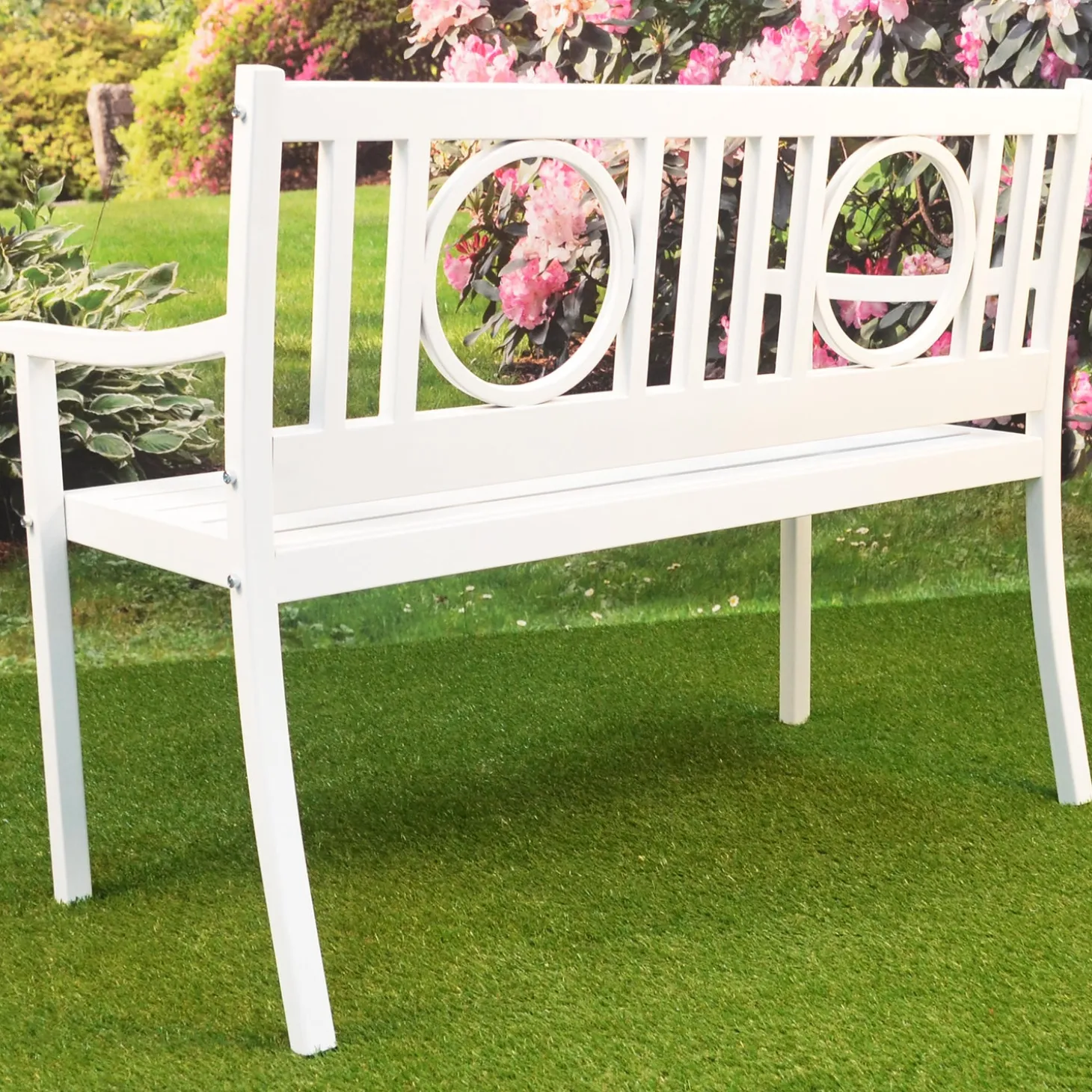 Outdoor Benches>Plow & Hearth Grayson Steel Garden Bench