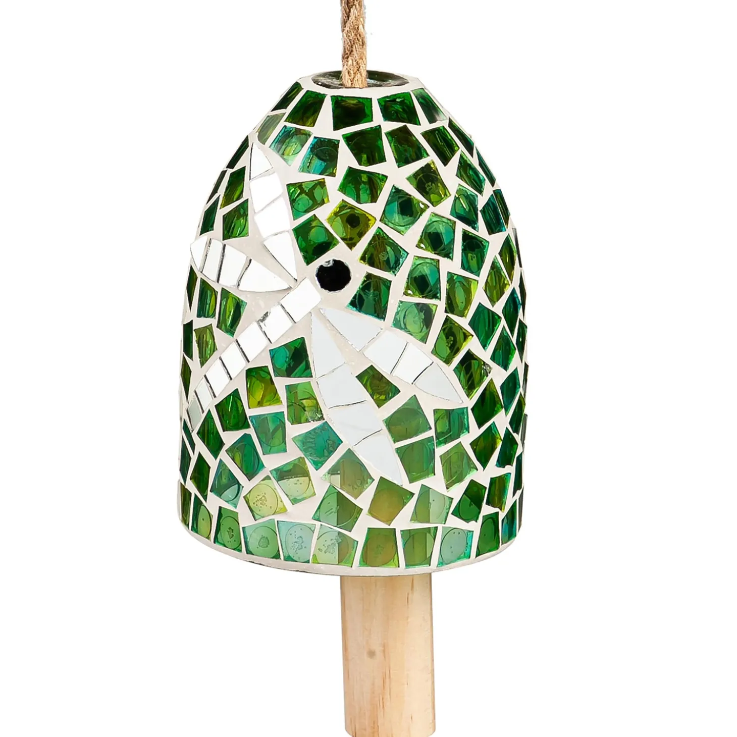 Wind Chimes & Mobiles>Plow & Hearth Green Dragonfly Mosaic Bell Chime