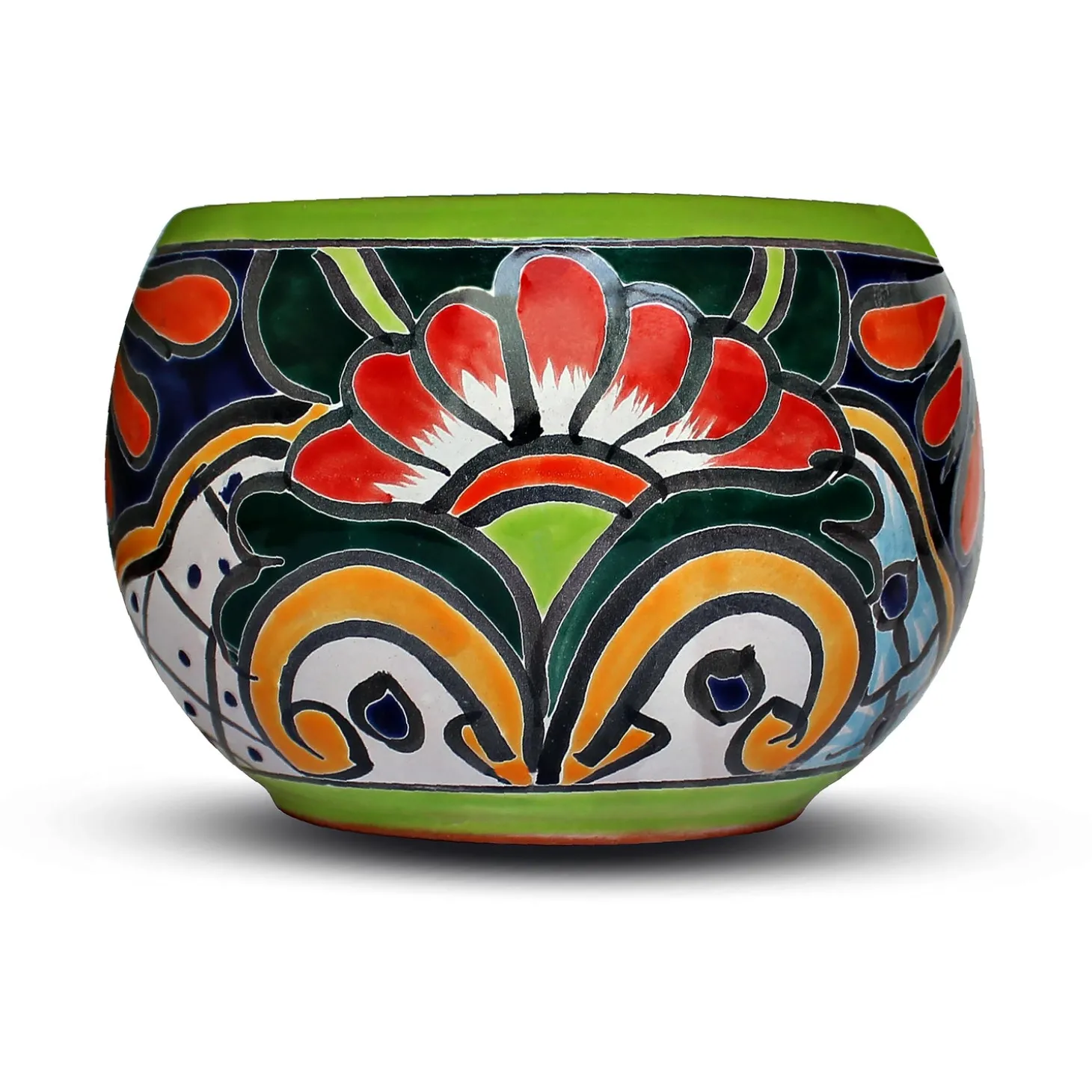 Planters & Plant Stands>Plow & Hearth Green Talavera Baul Planter, Medium