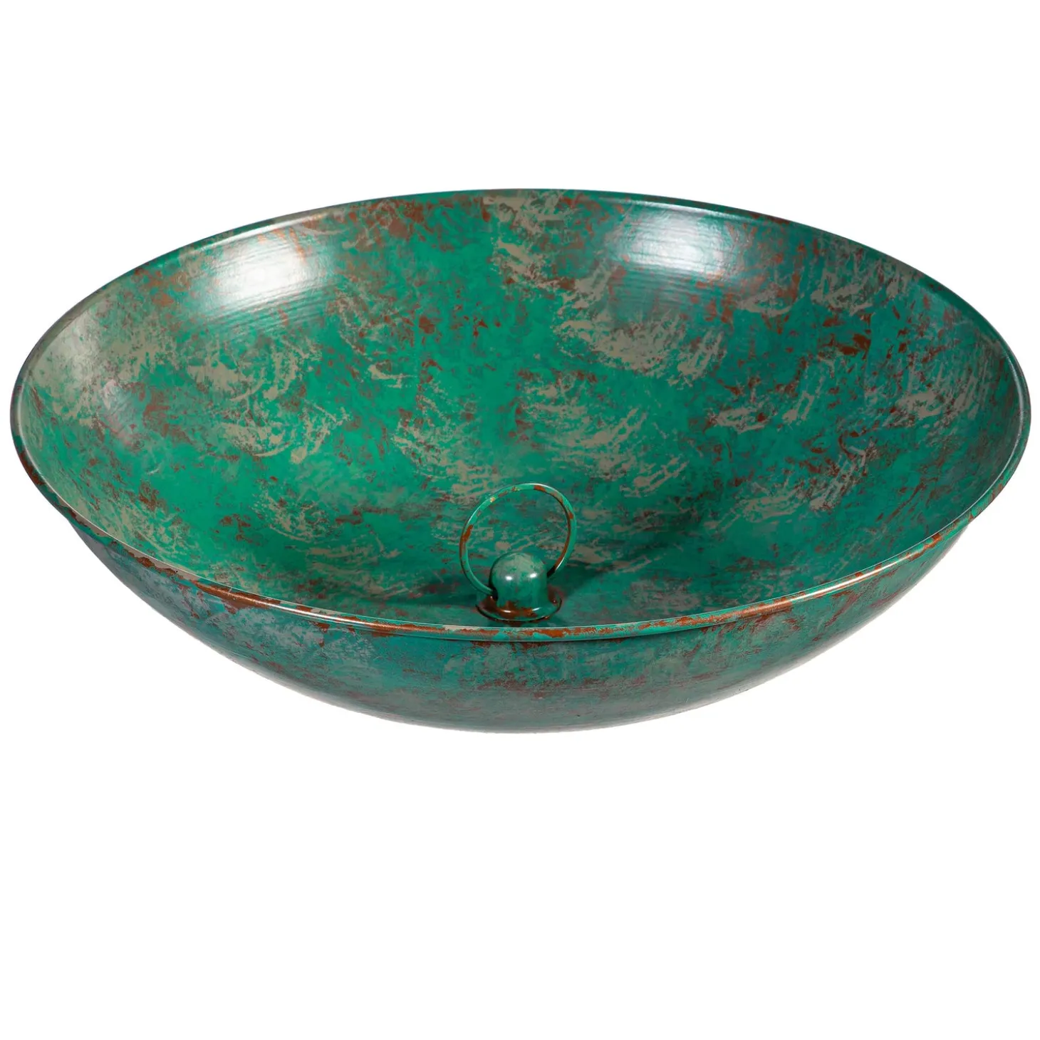 Wind Chimes & Mobiles>Plow & Hearth Green Verdigris Rain Chain Basin