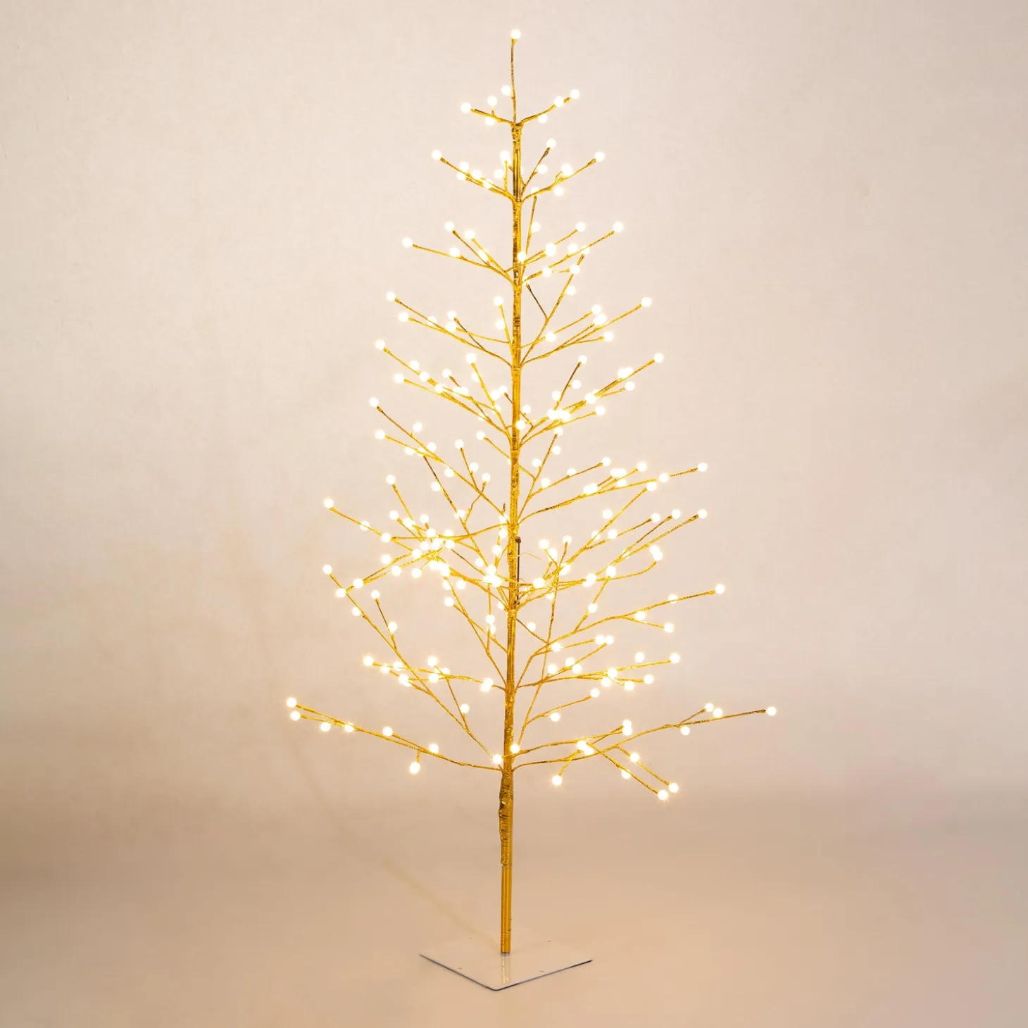 Lighted Trees & Garlands>Plow & Hearth 6'H Indoor/Outdoor Gold Metallic Tree with 240 Warm White Lights