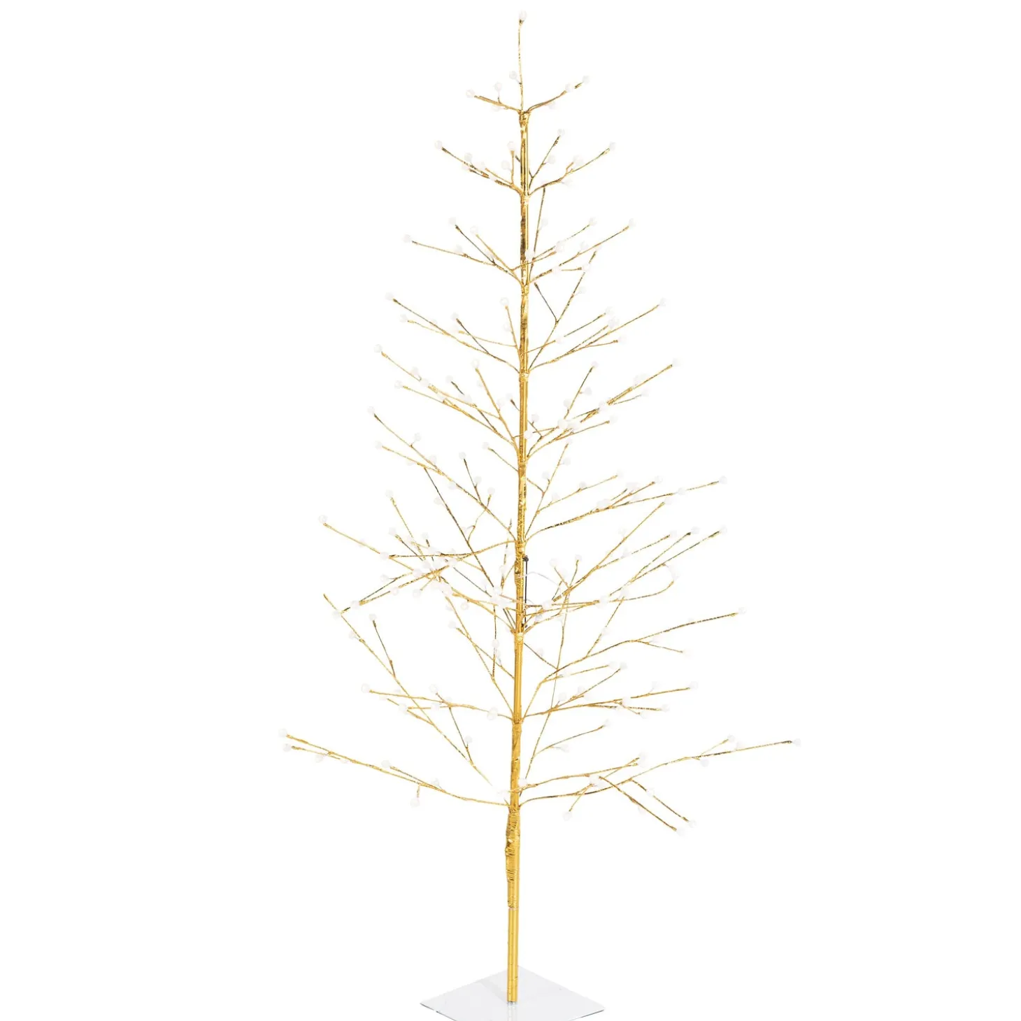 Lighted Trees & Garlands>Plow & Hearth 6'H Indoor/Outdoor Gold Metallic Tree with 240 Warm White Lights