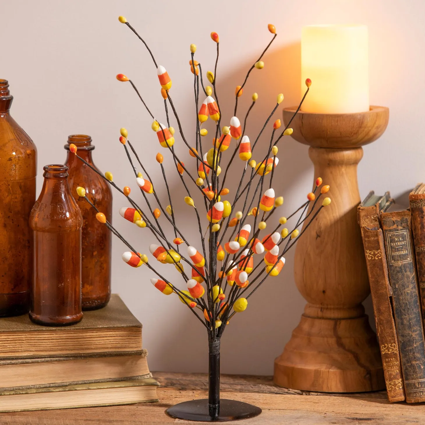 Decorative Accents>Plow & Hearth Halloween Candy Corn Artificial Tabletop Tree