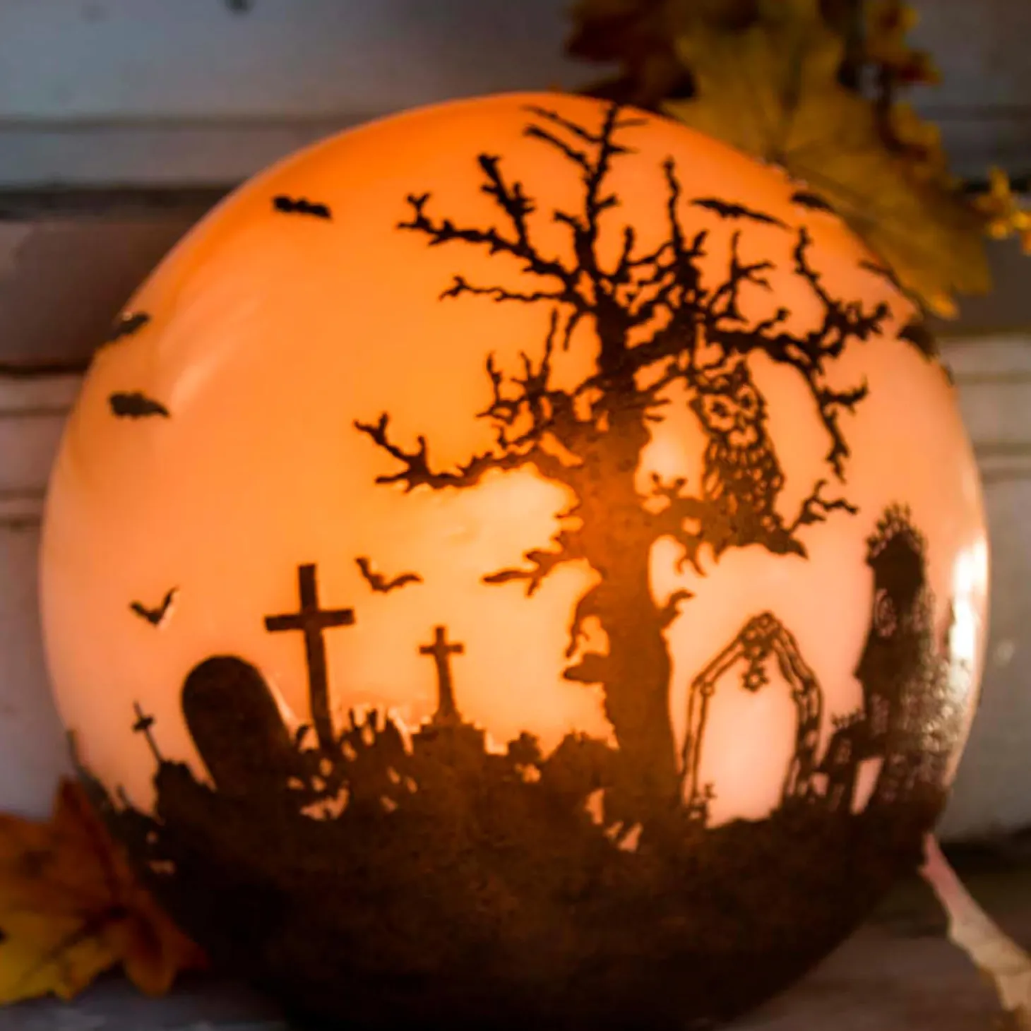 Lighted Accents>Plow & Hearth Halloween Glowing Luminary Globe