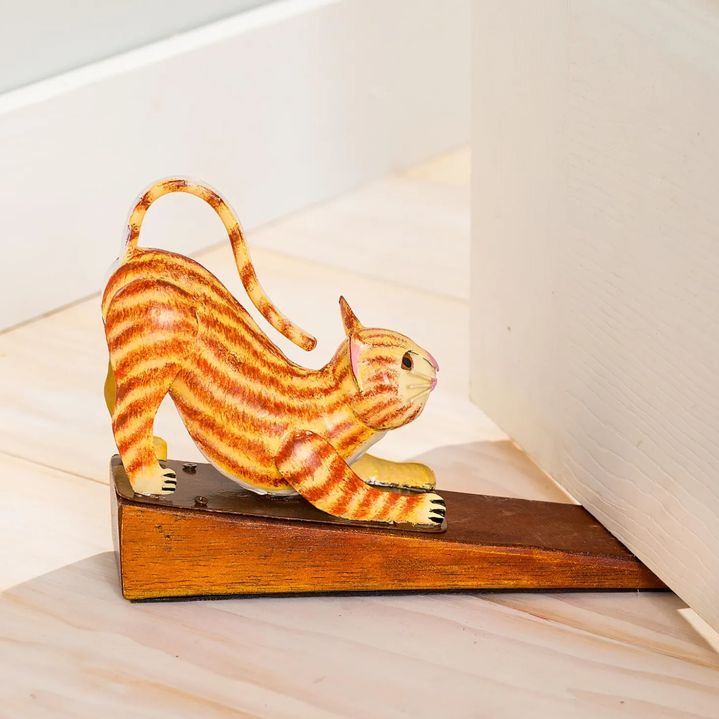 Decorative Accents>Plow & Hearth Handcrafted Metal Cat Door Stopper