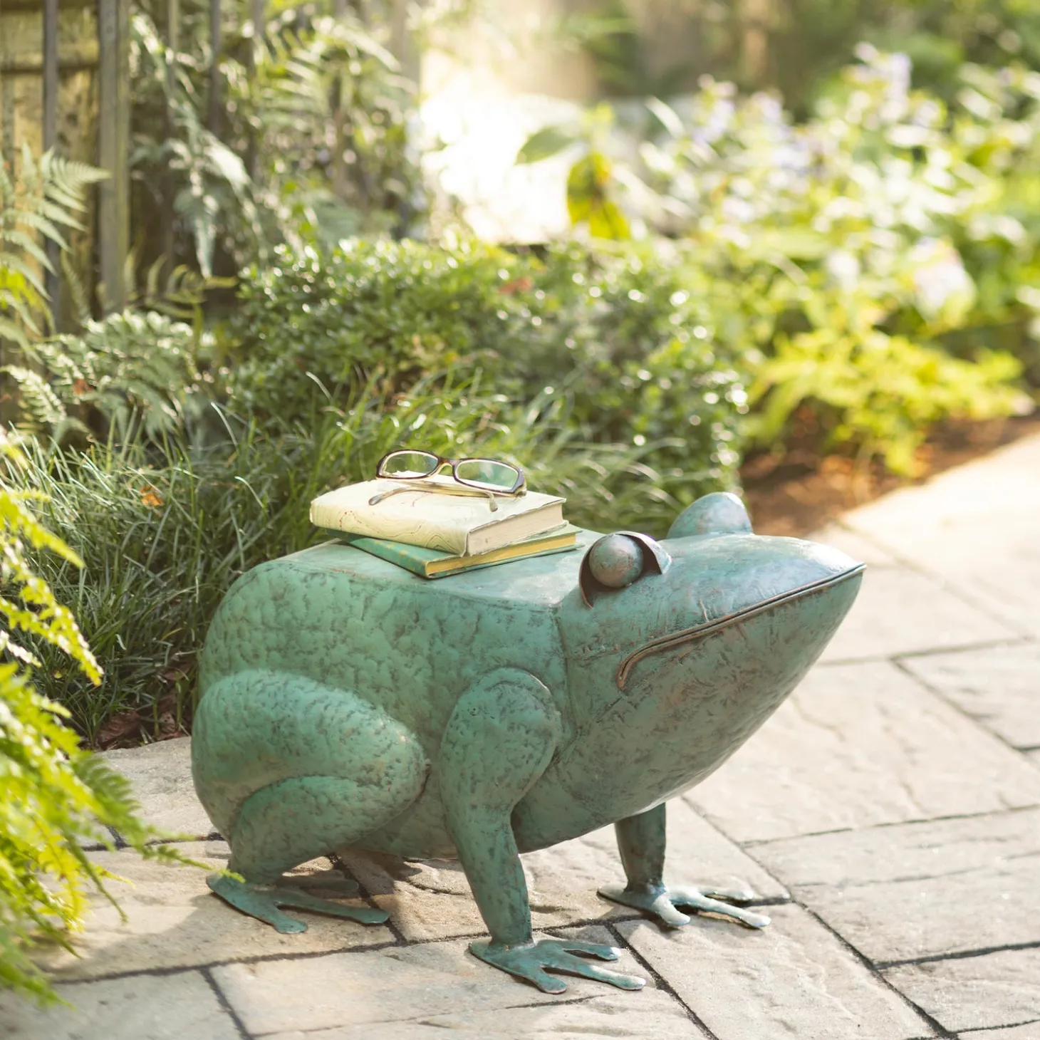 Outdoor Side Tables>Plow & Hearth Handmade Colorful Painted Frog Metal Side Table