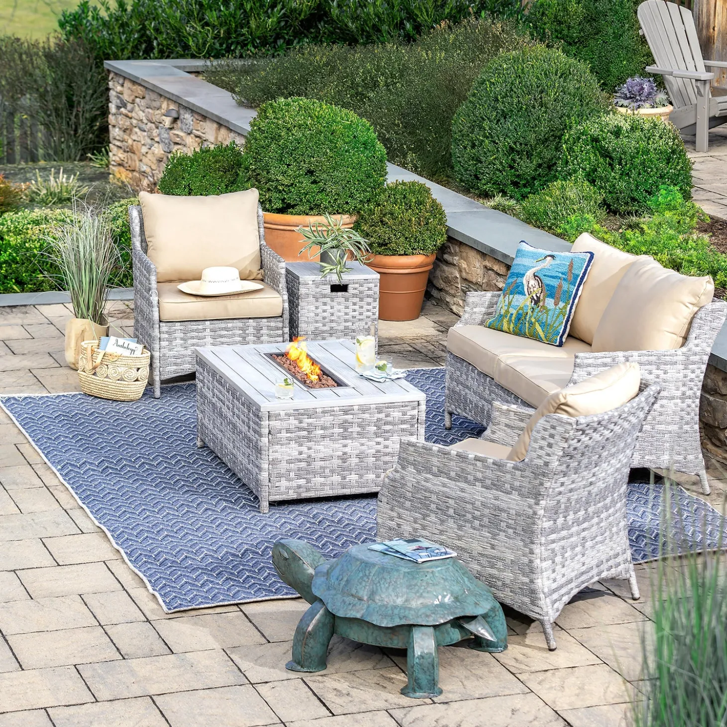 Outdoor Side Tables>Plow & Hearth Handmade Colorful Painted Turtle Metal Side Table