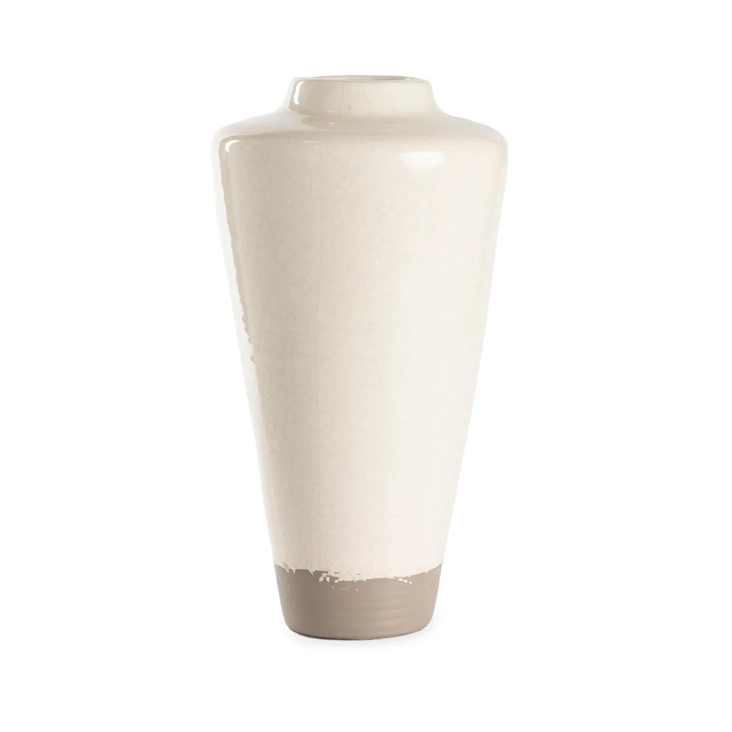 Planters & Vases>Plow & Hearth Handmade Crackle Tall Clay Alexandria Vase Eggshell