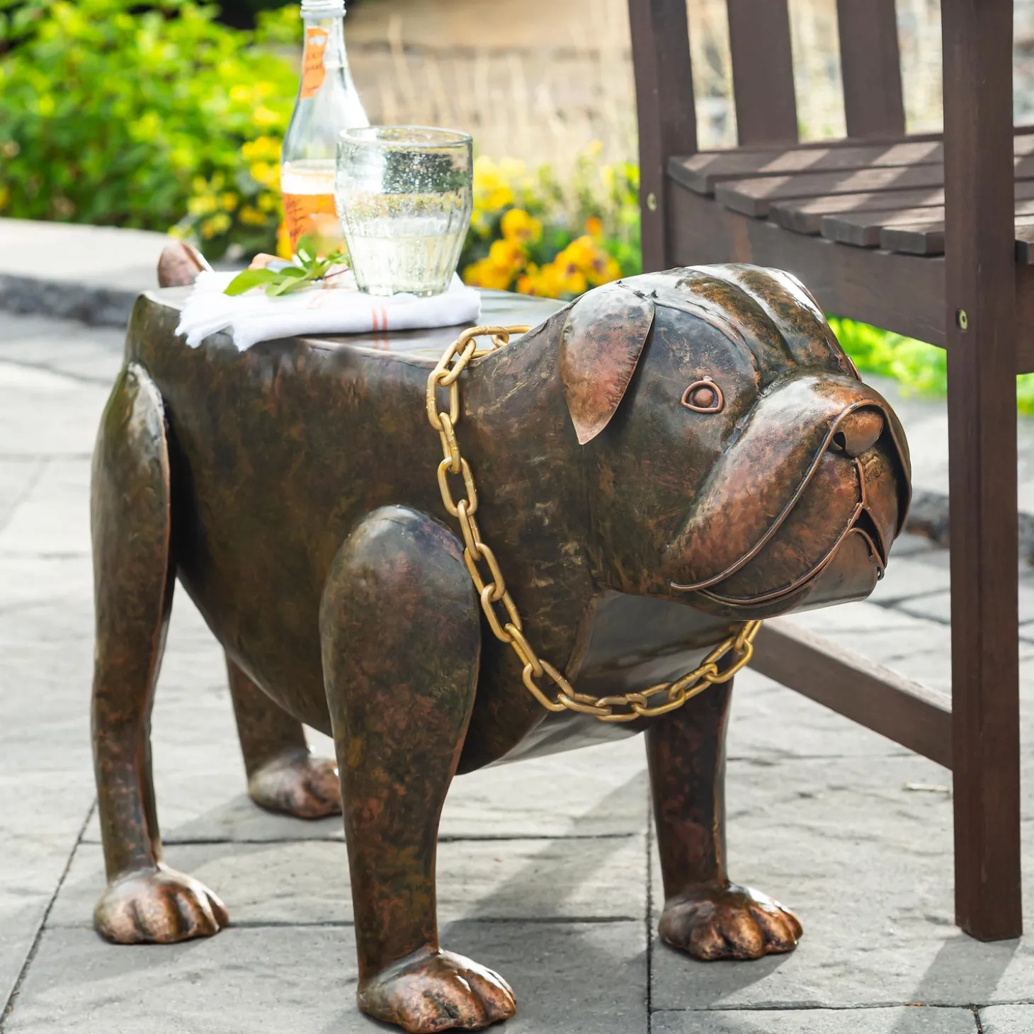 Accent Tables | Outdoor Side Tables>Plow & Hearth Handmade Metal Pit Bull Table