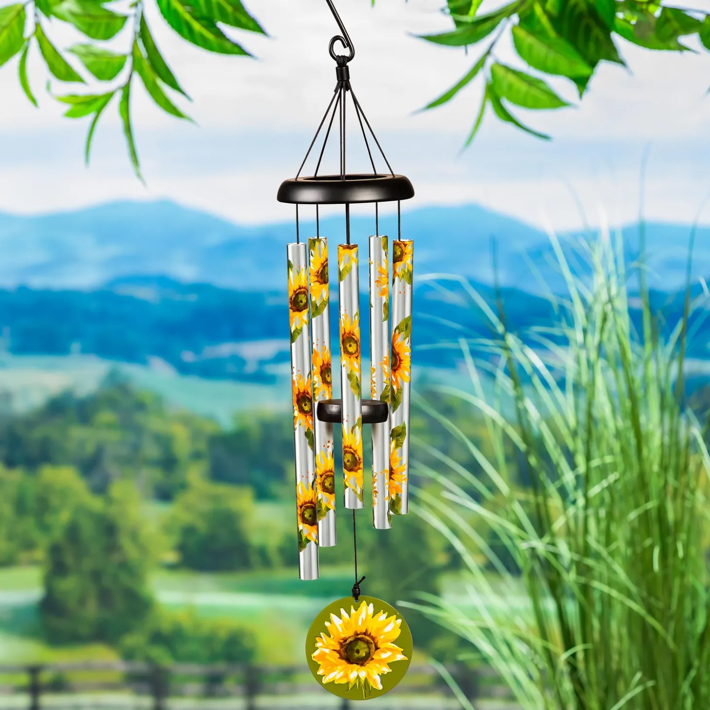 Wind Chimes & Mobiles>Plow & Hearth Hand-Tuned Sunflower Wind Chime