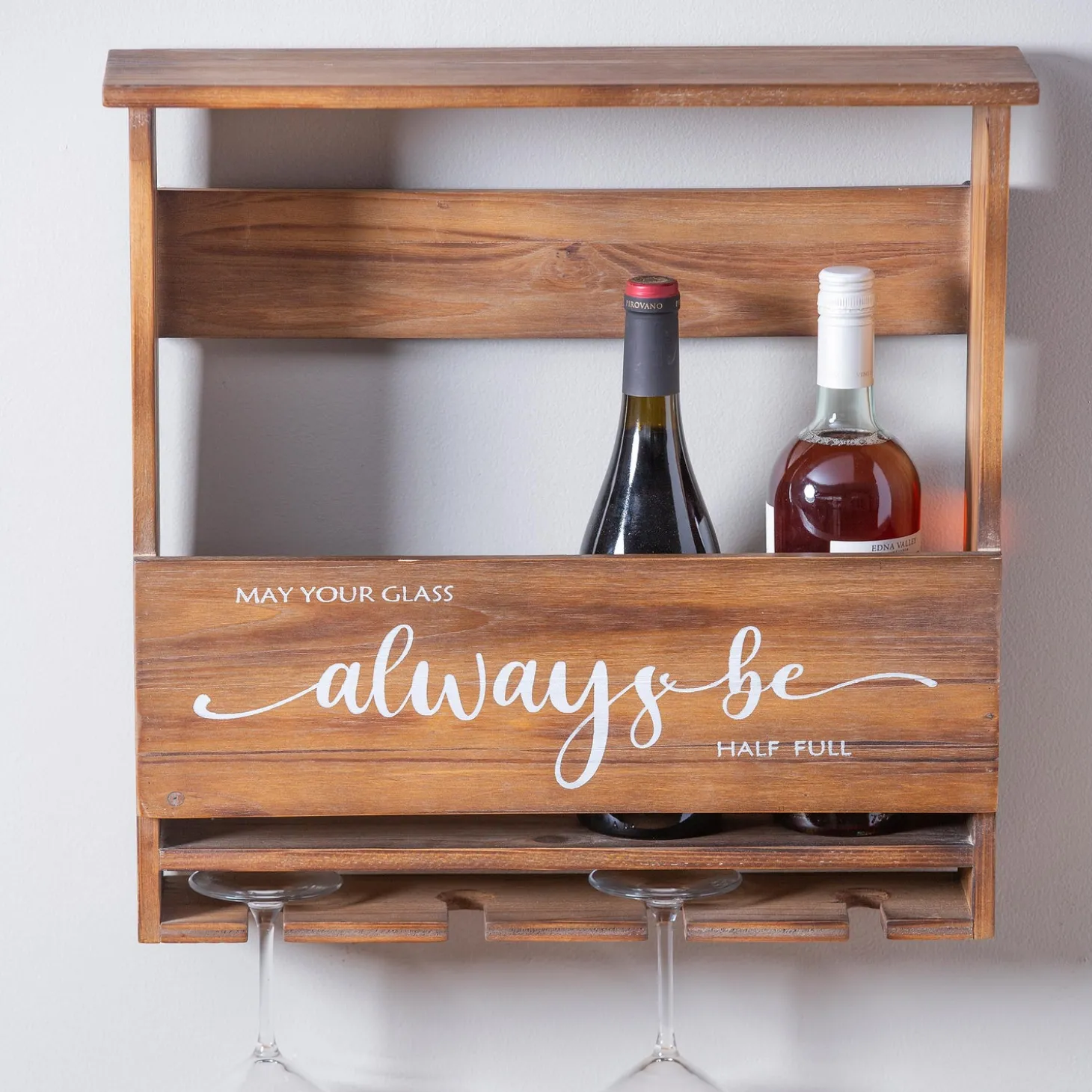 Wine Racks>Plow & Hearth Hanging Wine Bottle and Glass Holder