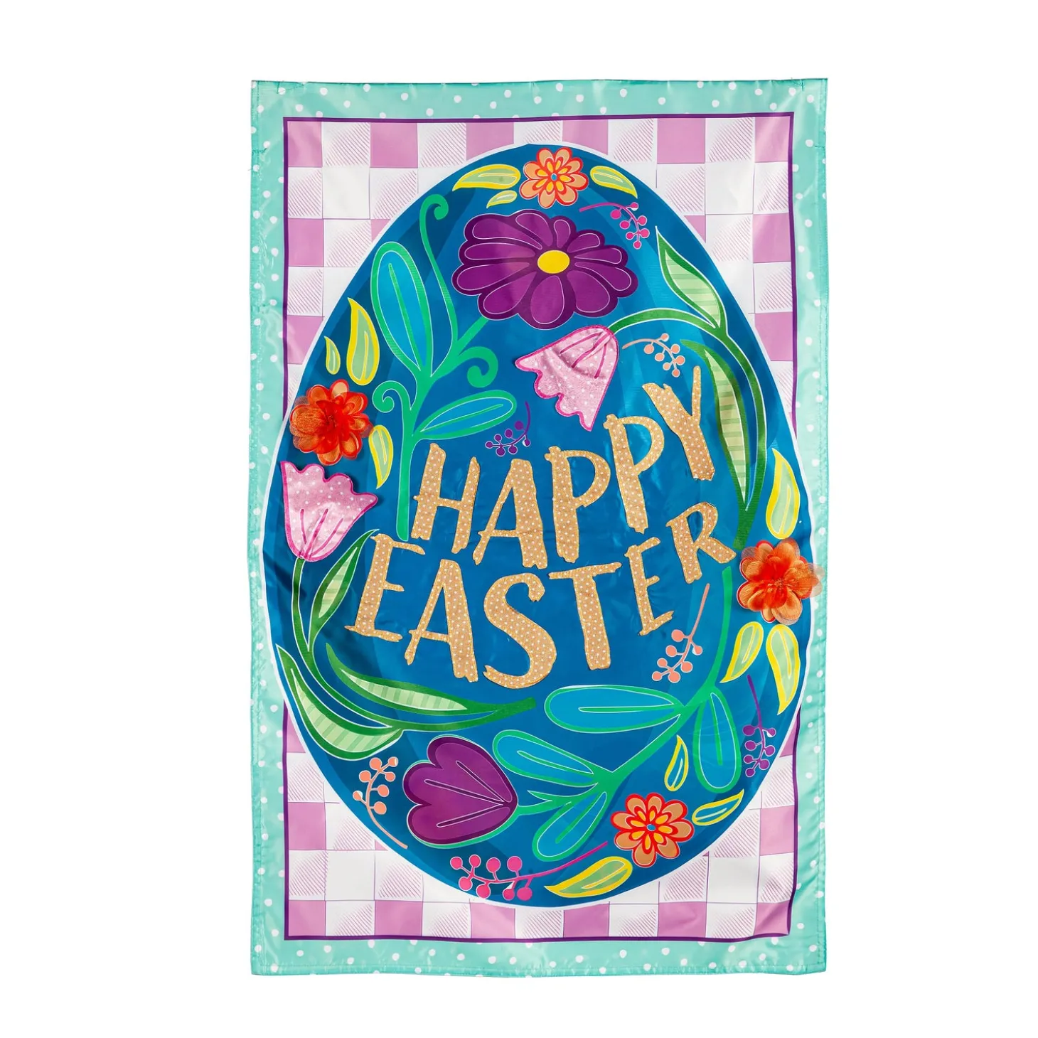 House & Estate Flags>Plow & Hearth Happy Easter Applique House Flag