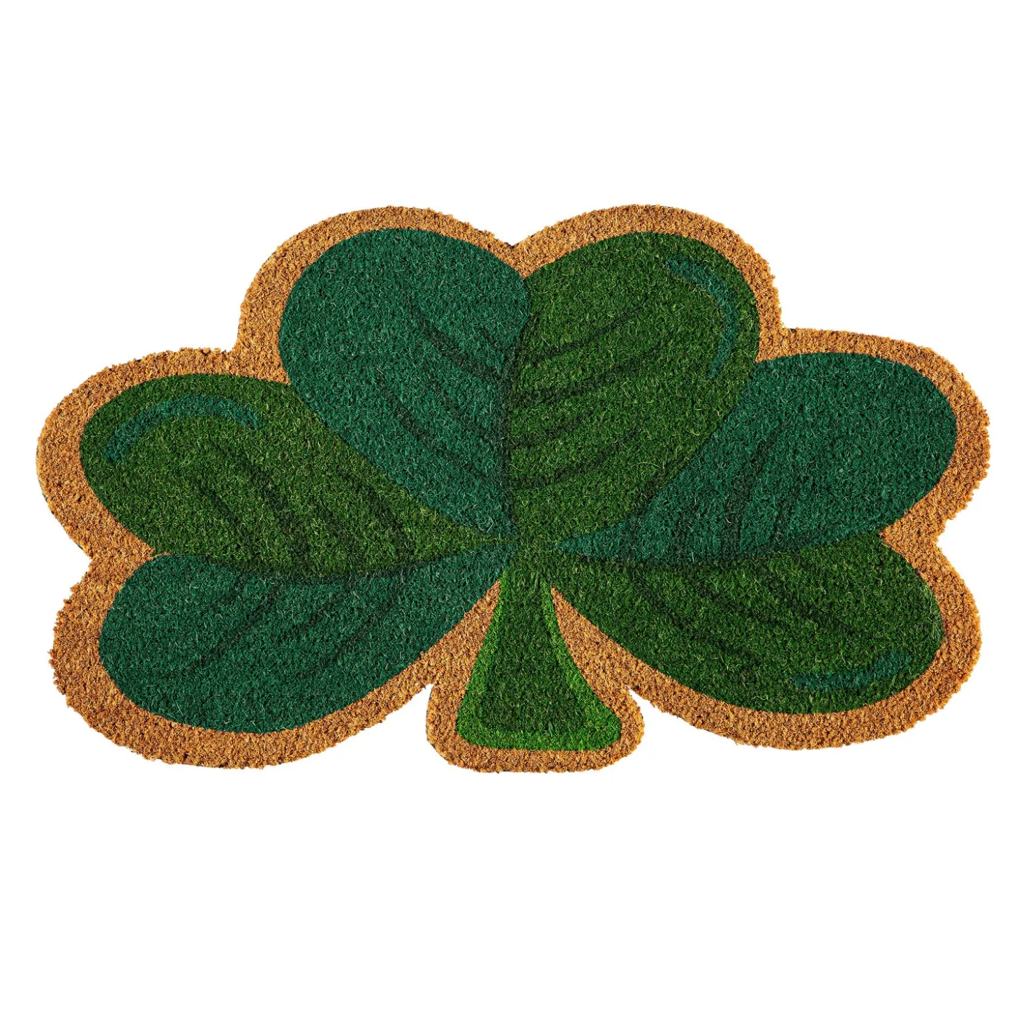 Coir Mats>Plow & Hearth Happy St. Patrick's Day Shamrock Shaped Coir Mat