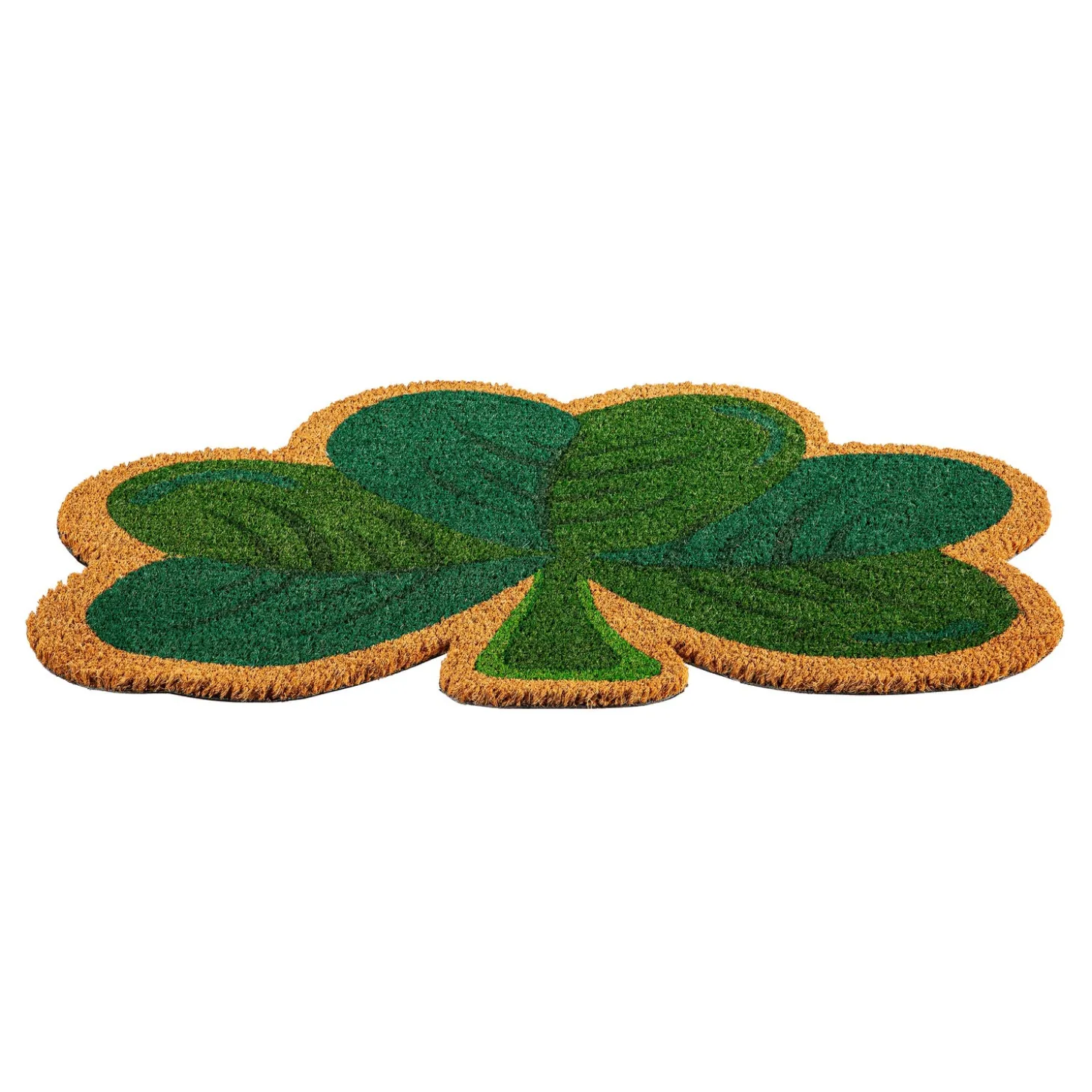 Coir Mats>Plow & Hearth Happy St. Patrick's Day Shamrock Shaped Coir Mat