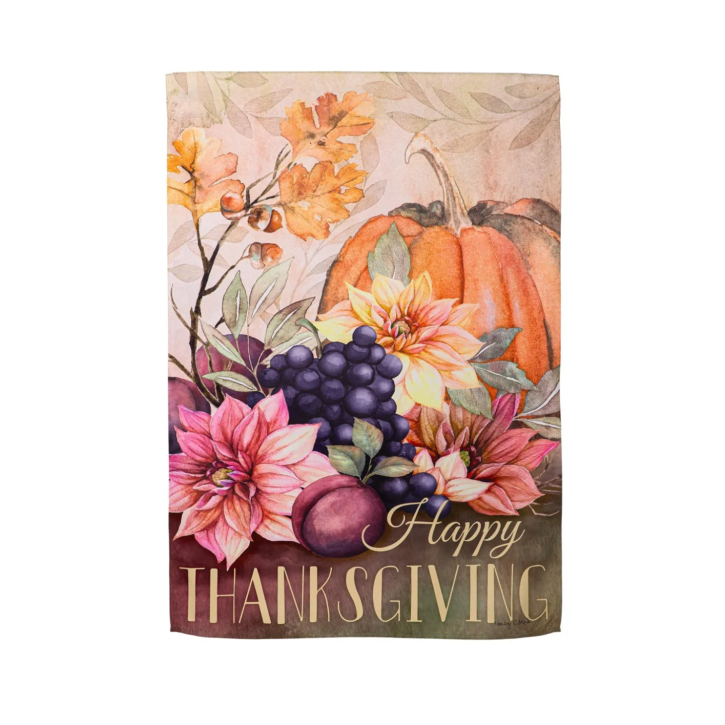 House & Estate Flags>Plow & Hearth Happy Thanksgiving Suede House Flag