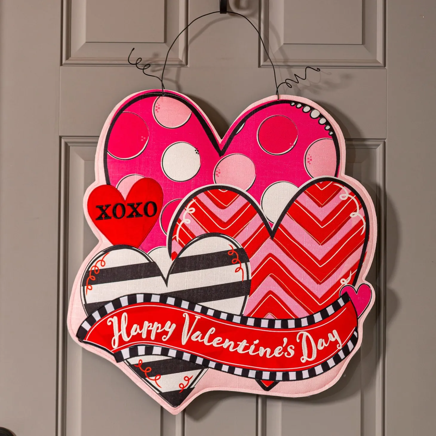 Fabric Door Hangers>Plow & Hearth Happy Valentine's Day Sweethearts/ Happy Easter Bunny Double Sided Estate Door Décor