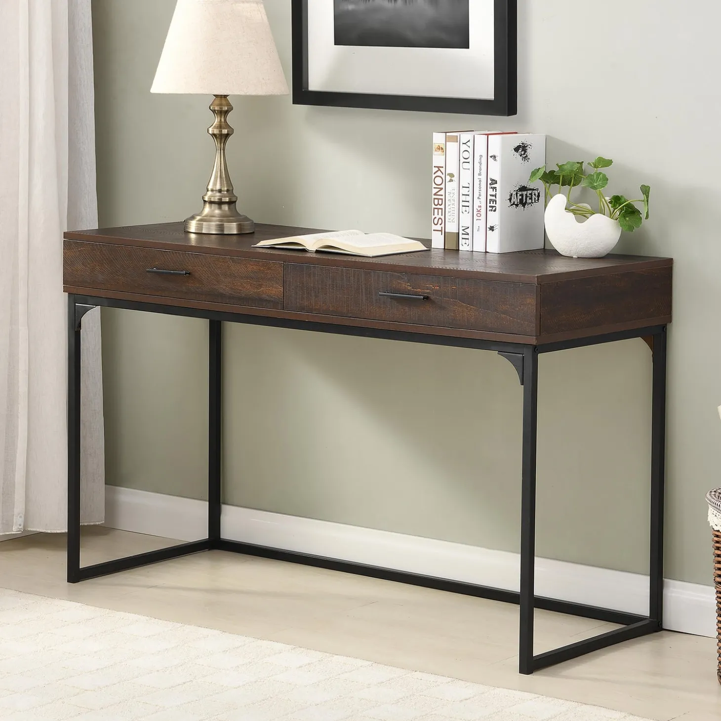 Desks & Console Tables>Plow & Hearth Harrison 2-Drawer Desk Elm